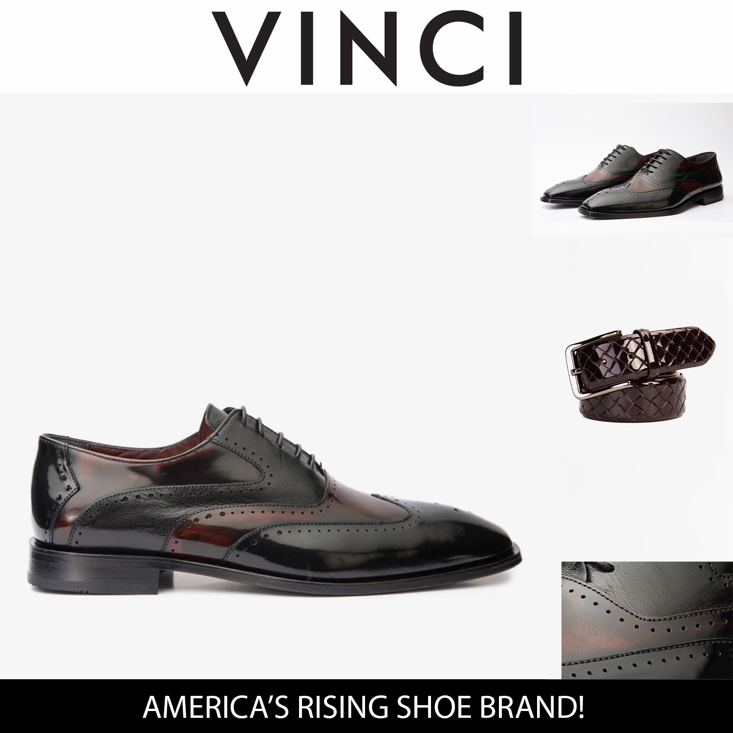 Dress Shoes Eee Width The Dicle Black/Burgundy Wingtip Semi Brogue Derby Men Shoe