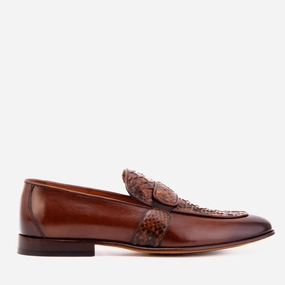 Shoe Dept Dress Shoes The Dorian Tan Python &amp; Baby Buffalo Leather Loafer Men Shoe