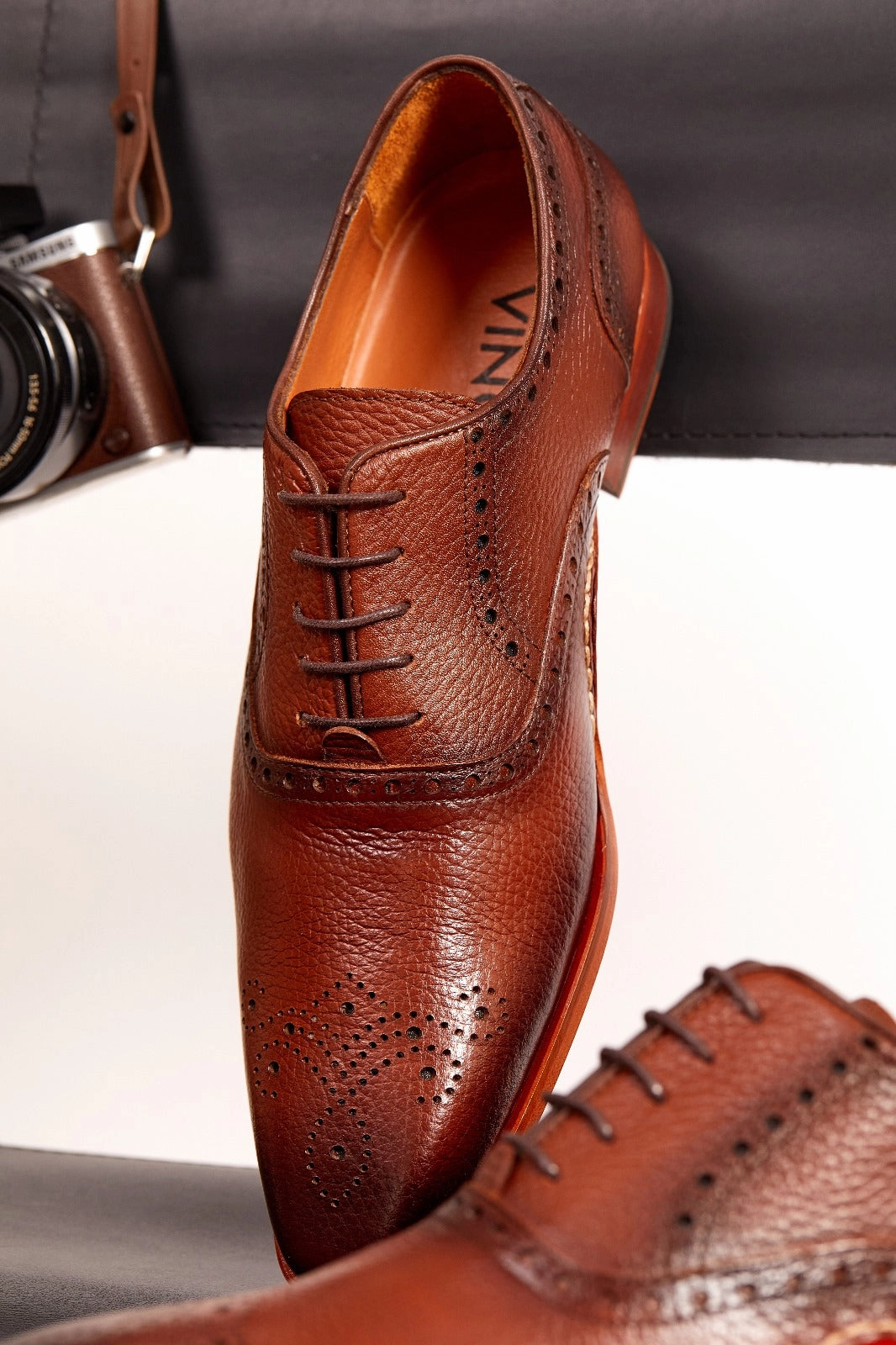 The Draco Handmade Tan Semi Brogue Oxford Men Shoe Cocktail Dress With Shoes