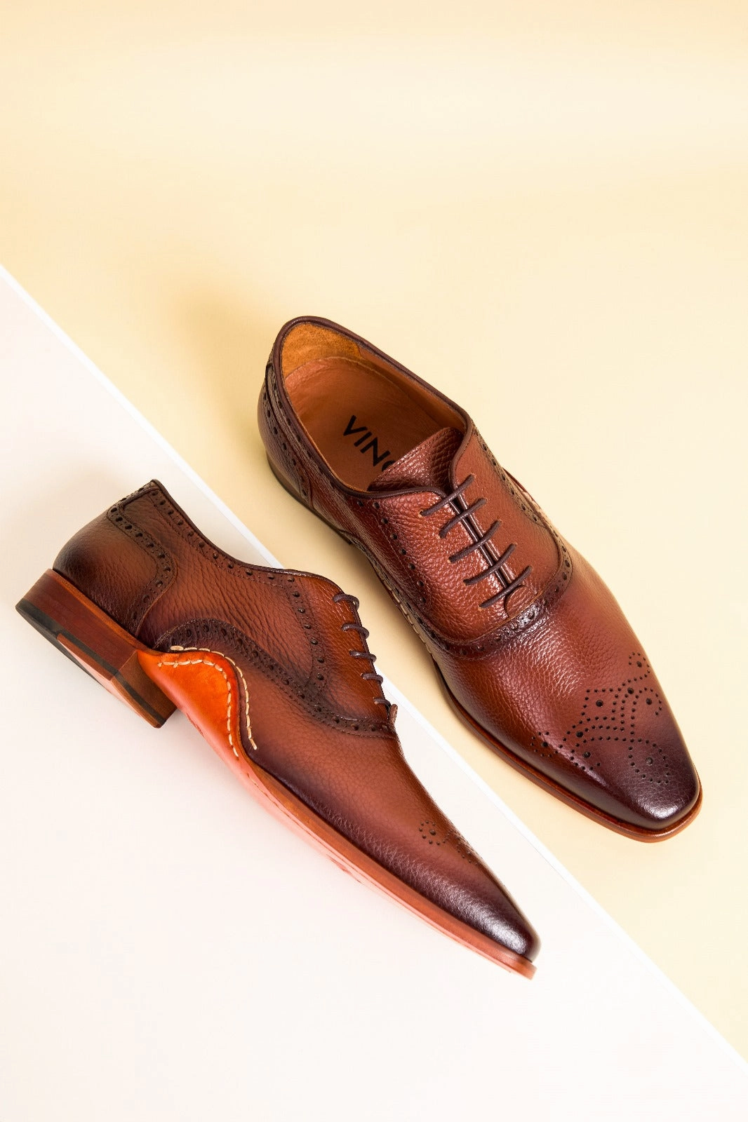 Dress Shoes With Support The Draco Handmade Tan Semi Brogue Oxford Men Shoe