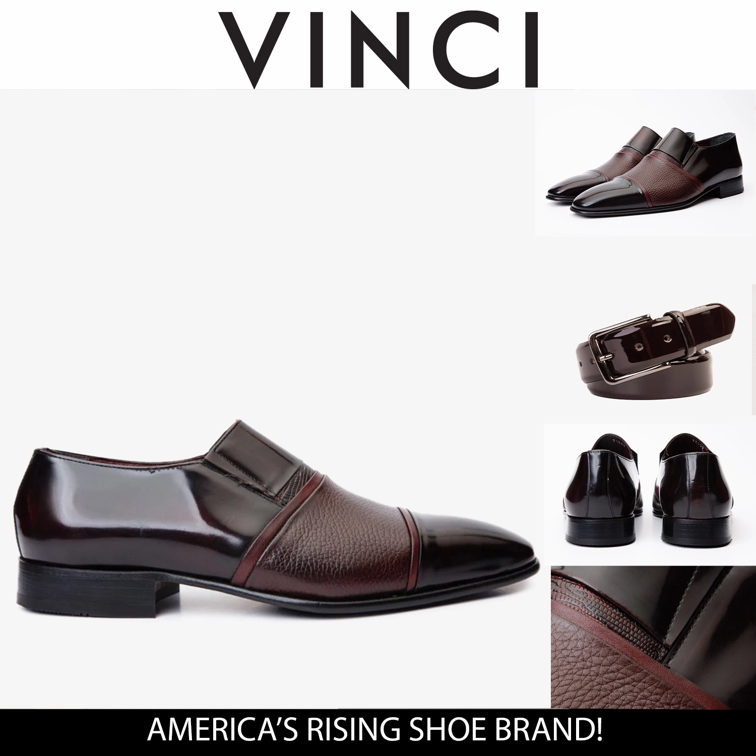 The Everest Burgundy & Burneshed Leather Cap Toe Dress Loafer Men Shoe 6e Wide Dress Shoes