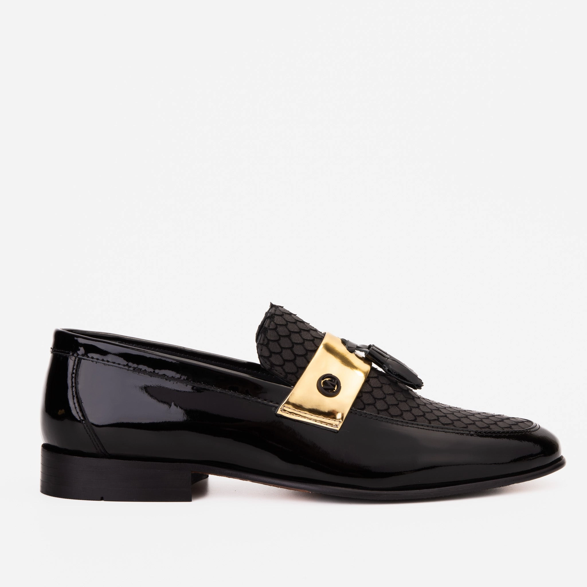 The Imperial Black & Gold Leather Men Dress Shoe Womens Barefoot Dress Shoes