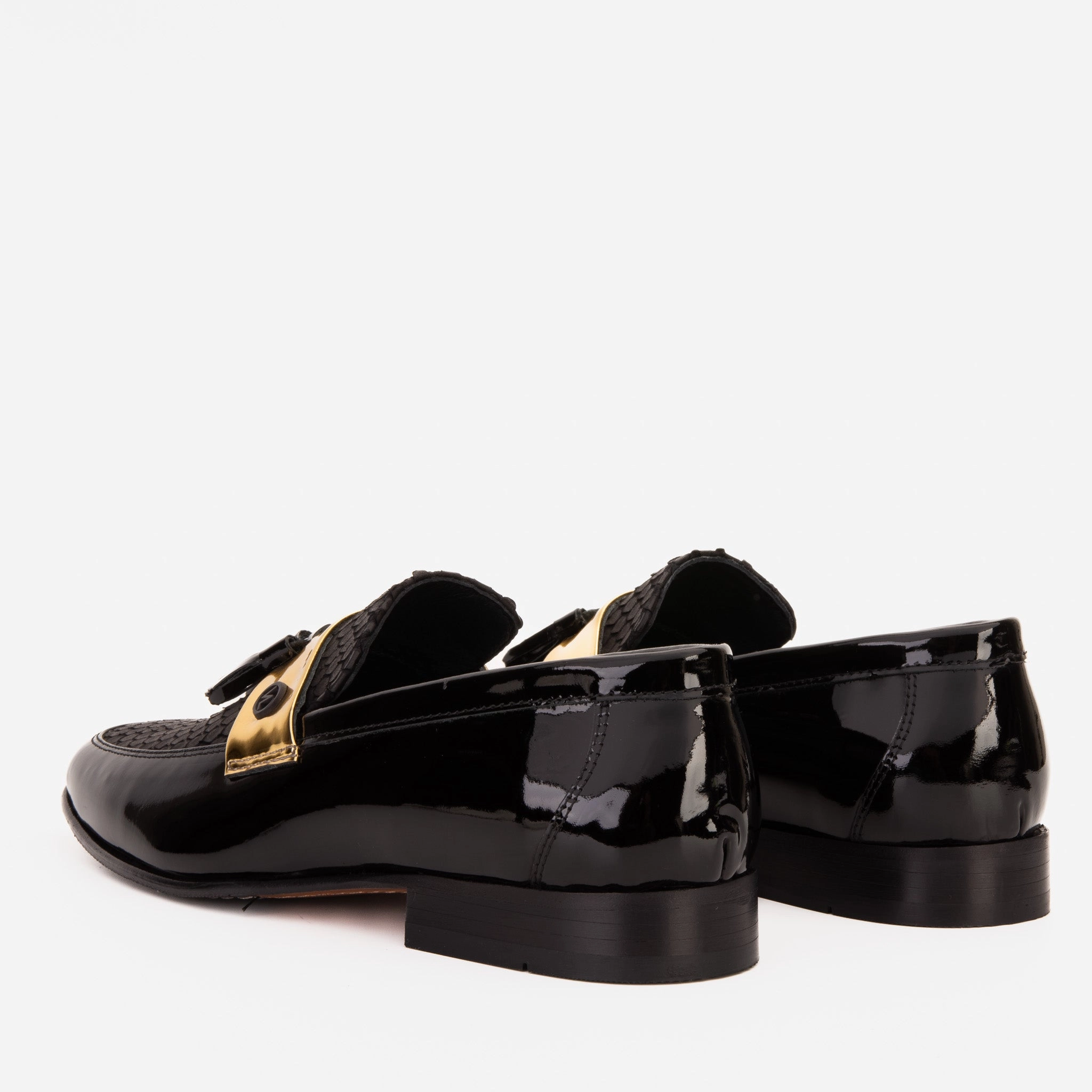 The Imperial Black & Gold Leather Men Dress Shoe Men Casual Dress Shoes