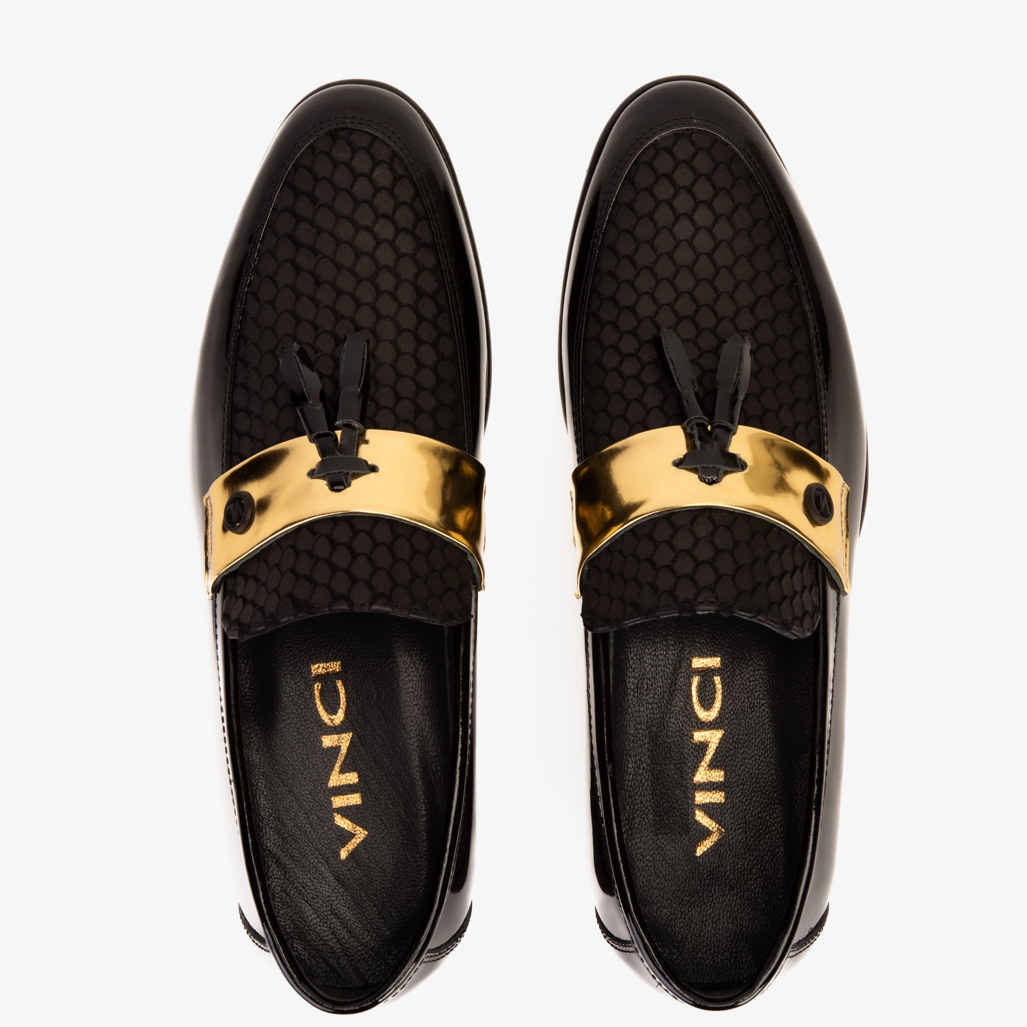 Gold Flat Dress Shoes The Imperial Black & Gold Leather Men Dress Shoe