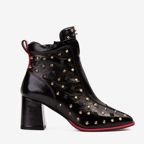 The Infanta Black Leather Block Heel Women Boot Tods Boots