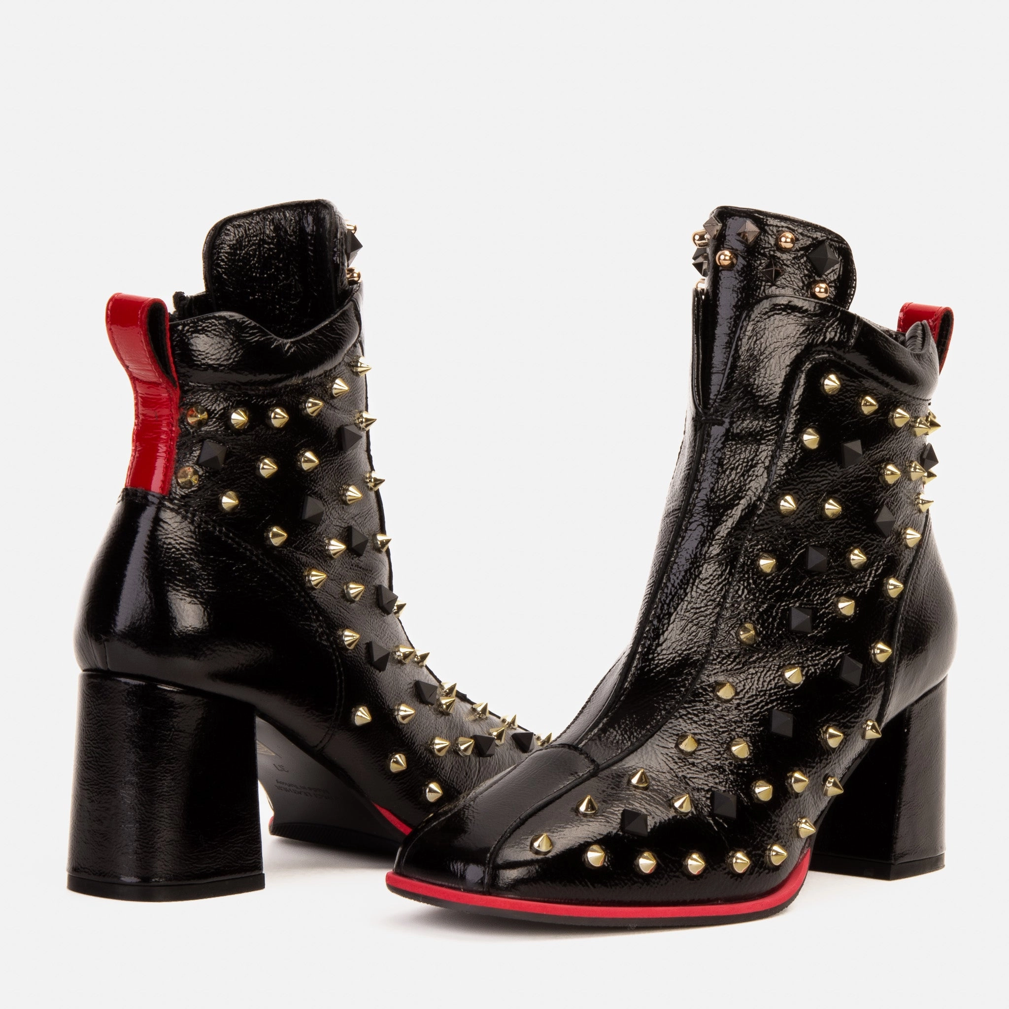 The Infanta Black Leather Block Heel Women Boot Zip Boots