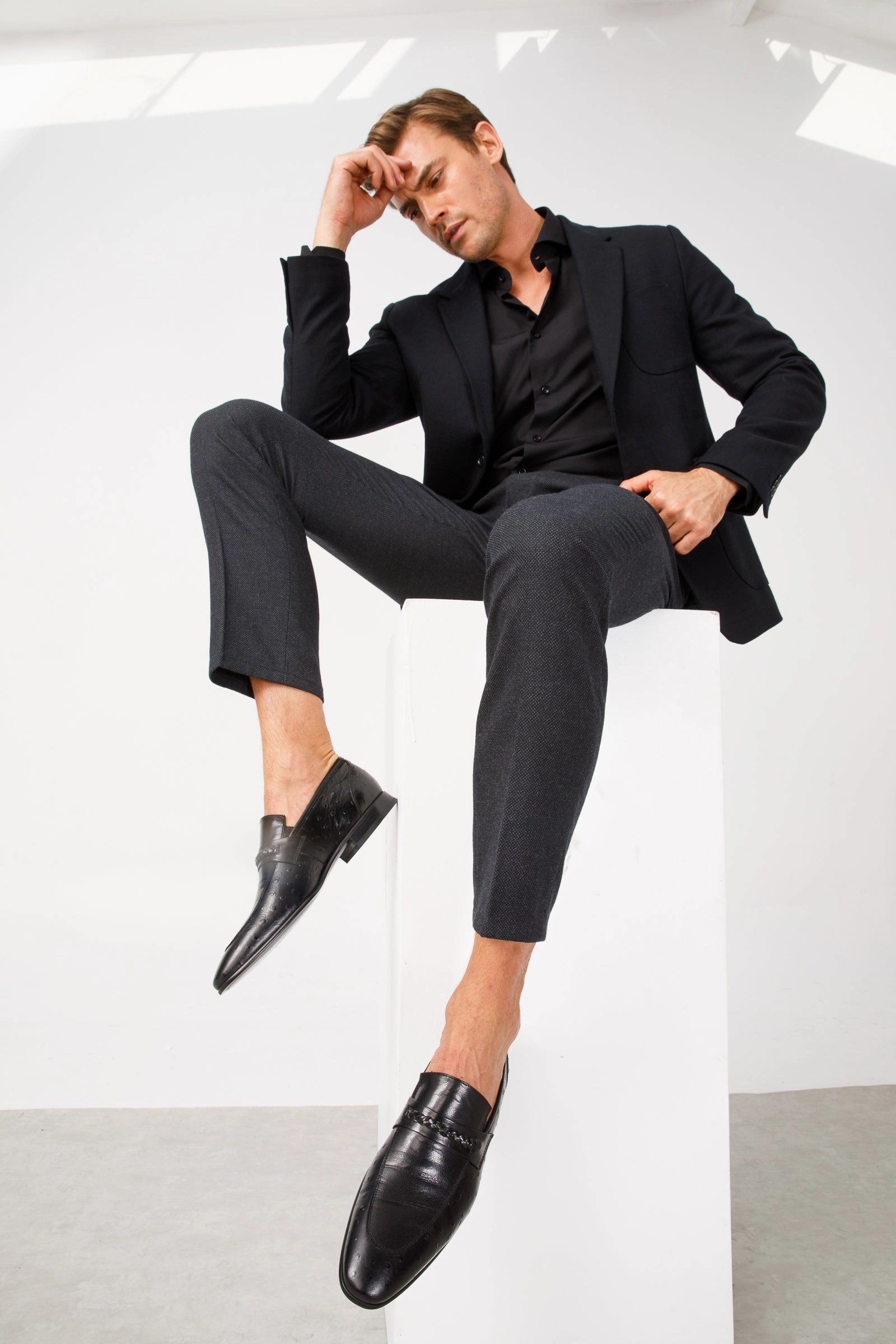 The Johannesburg Black Leather Dress Loafer Men  Shoe Freeman Dress Shoes