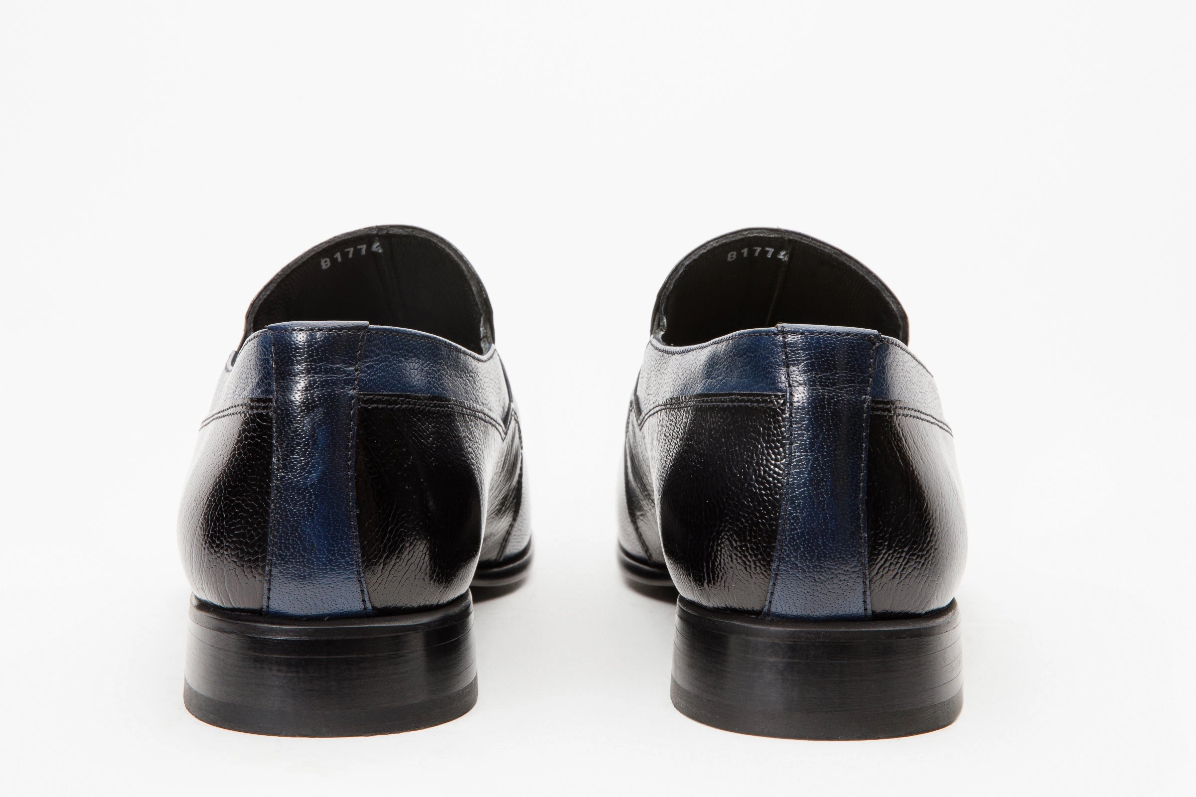 The Kazablanka Navy Leather Bit Loafer Men  Shoe White Dress Silver Shoes