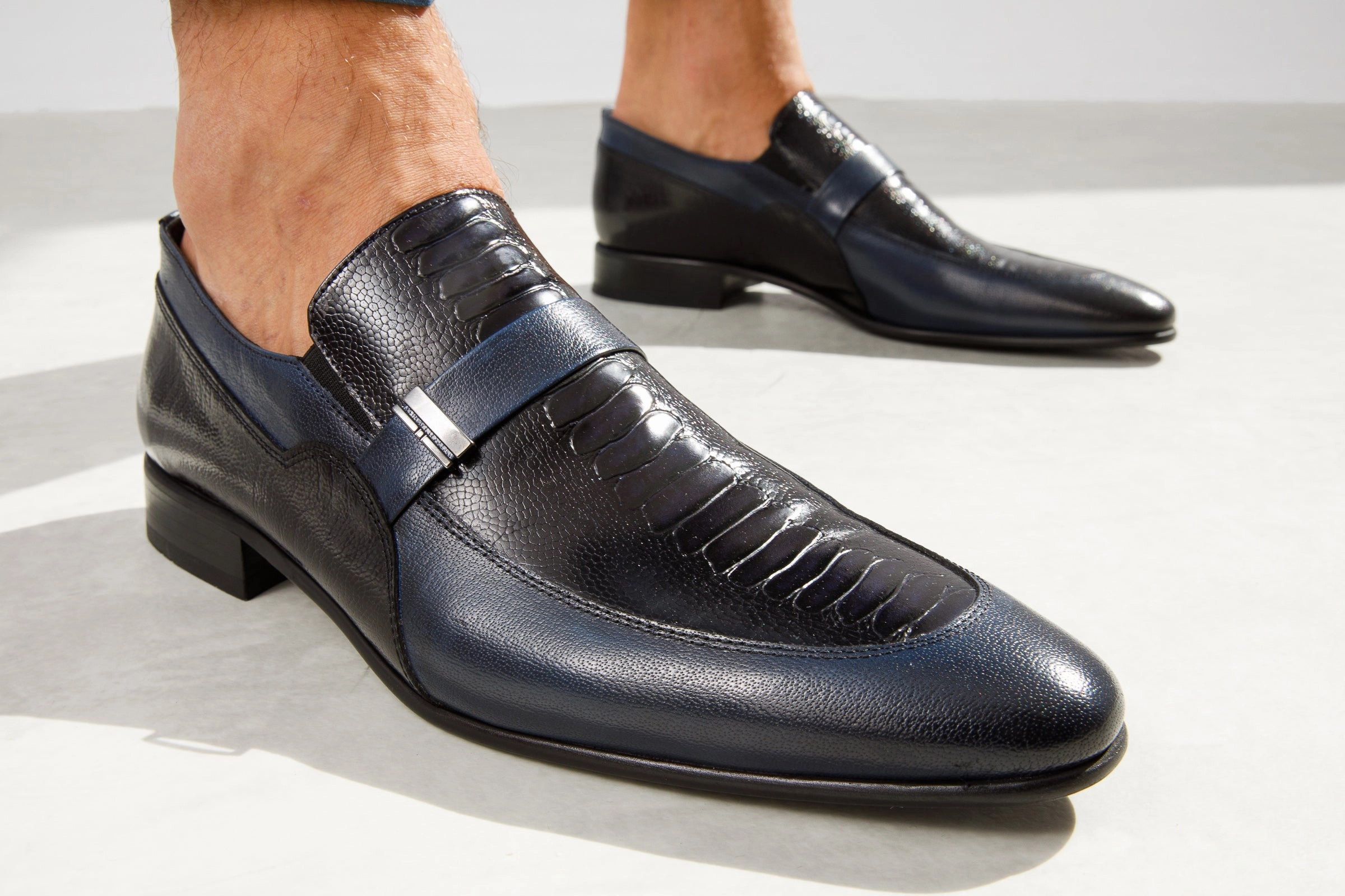 Dress Shoes Formal The Kazablanka Navy Leather Bit Loafer Men  Shoe