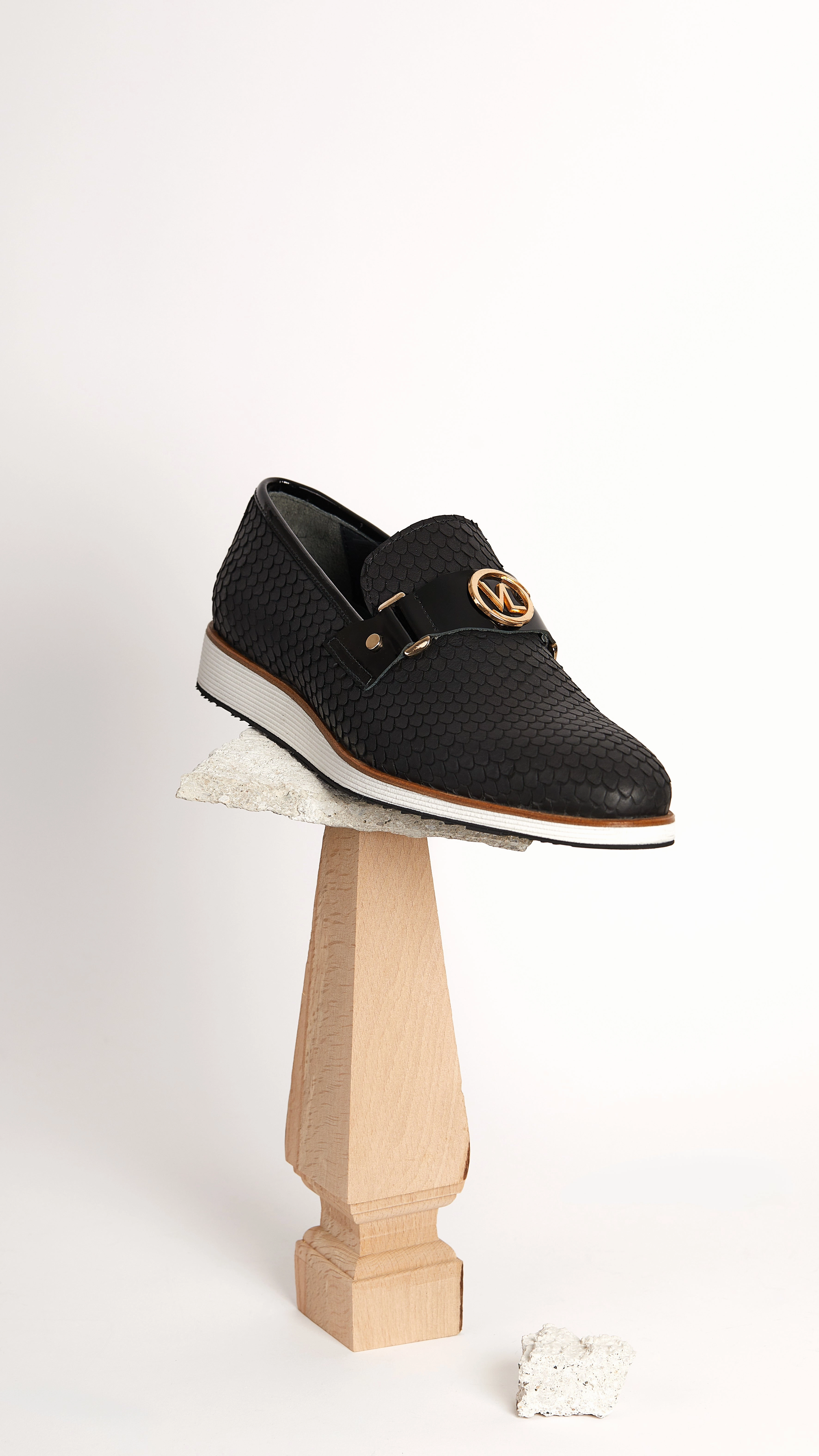 The Legacy Black Leather Men Casual Loafer Shoe Dress Shoes With Chinos