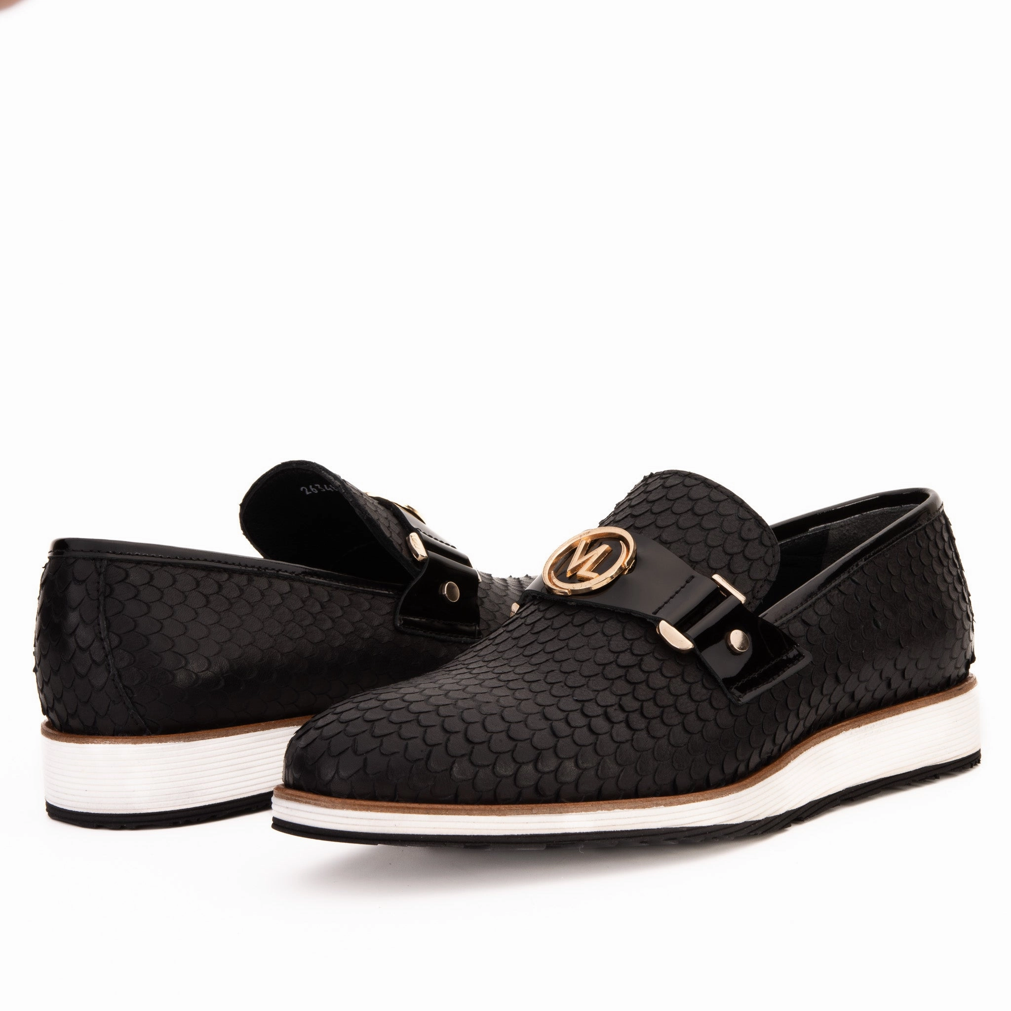 The Legacy Black Leather Men Casual Loafer Shoe Gold Dress With Shoes