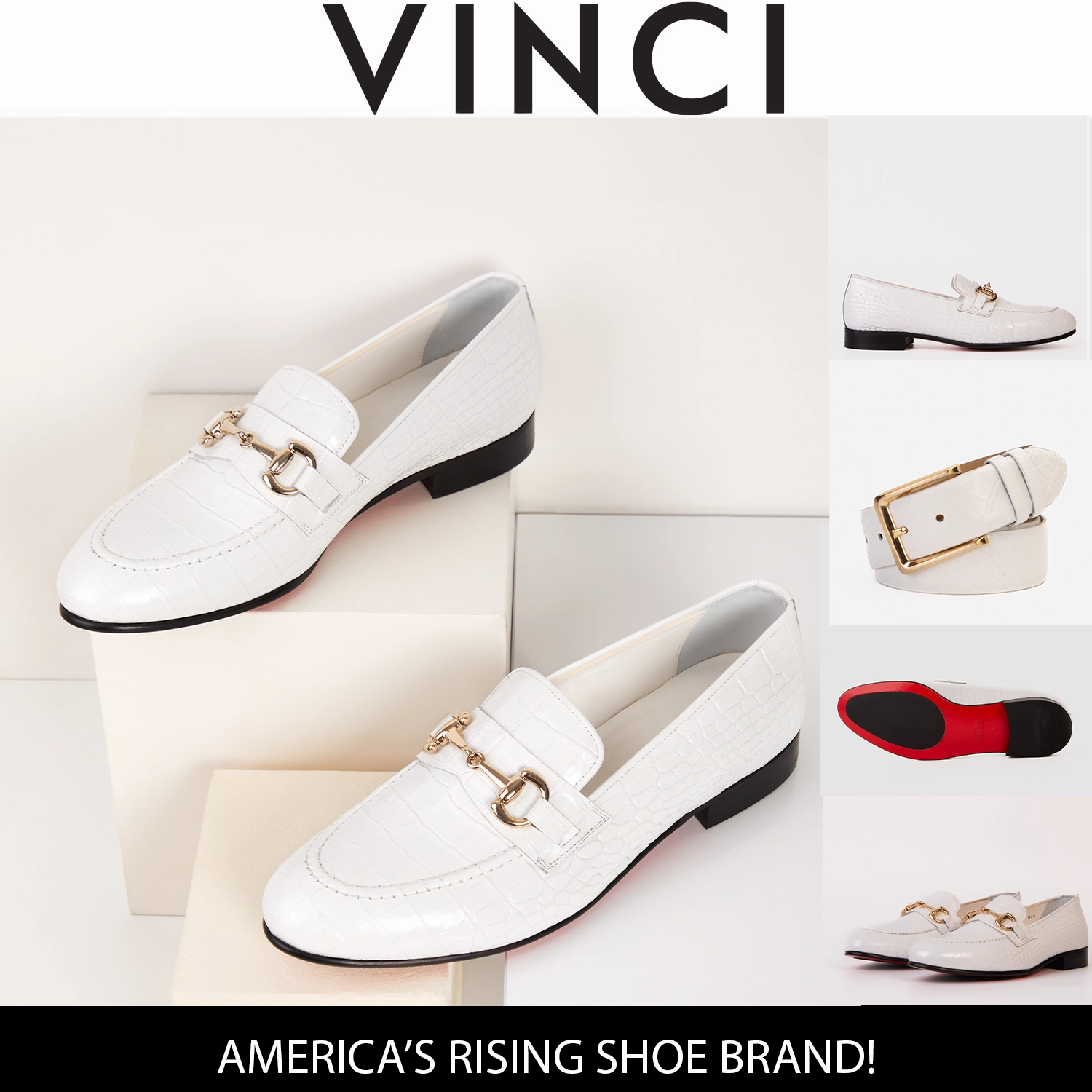 The Monaco White Leather Men Shoe Bit Loafer Dress Shoes Without Heels