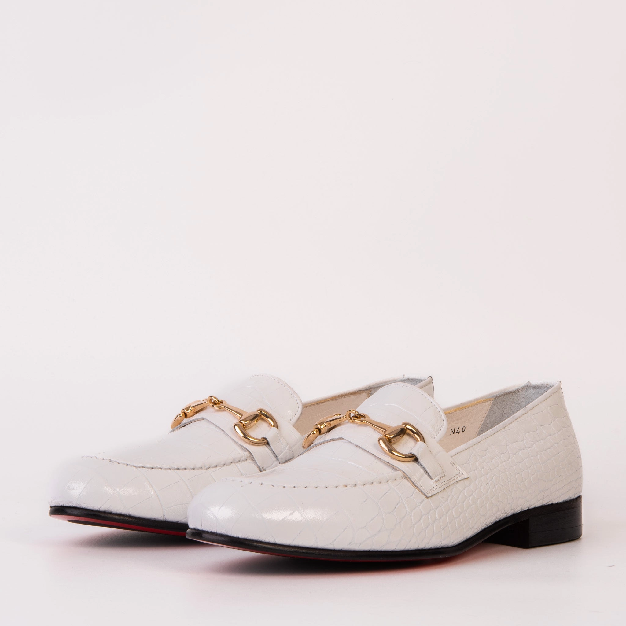 The Monaco White Leather Men Shoe Bit Loafer Closed Toe Shoes With Maxi Dress