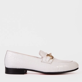 The Monaco White Leather Men Shoe Bit Loafer Jellypop Dress Shoes