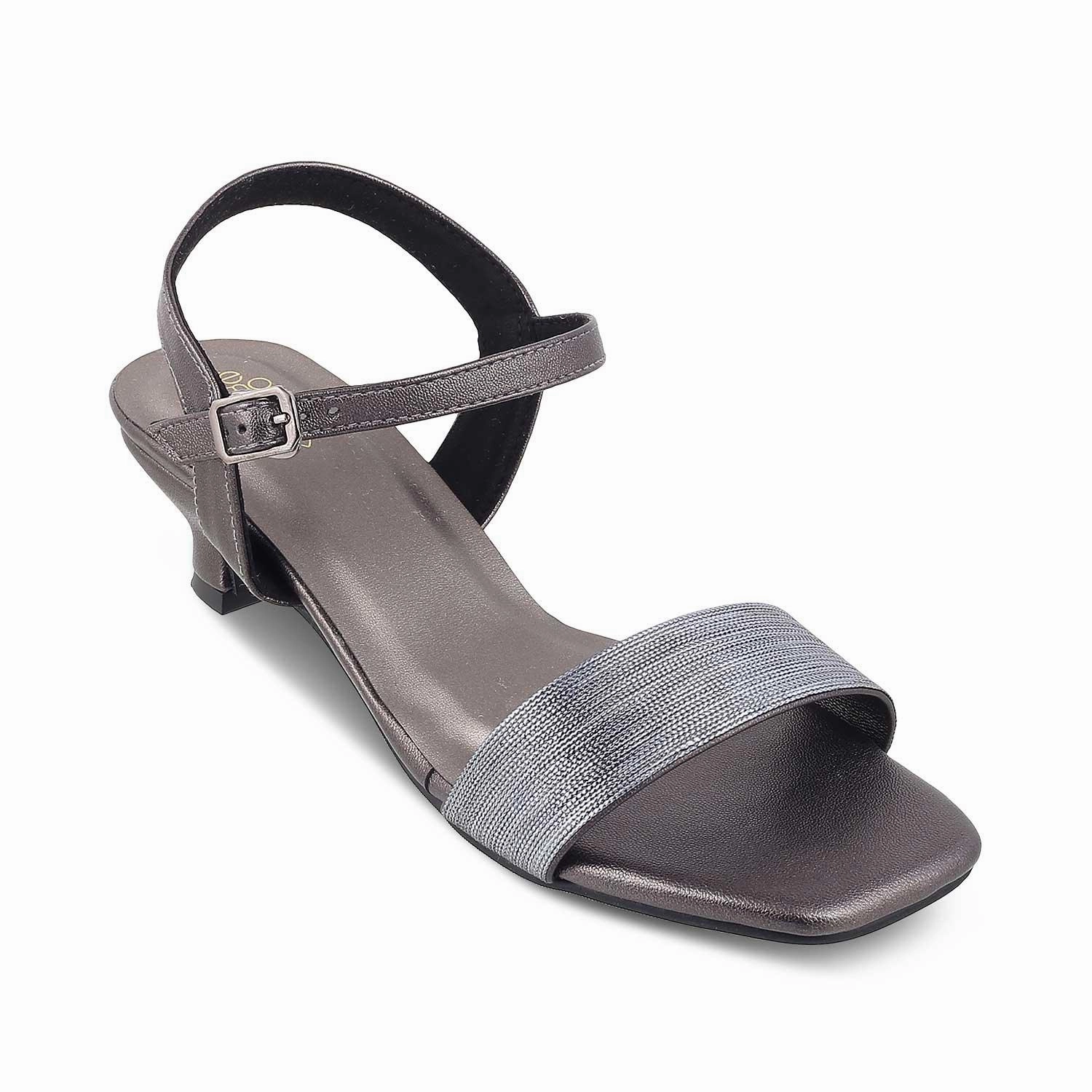 Crush Sandals The Monty Pewter Women's Dress Block Heel Sandals Tresmode