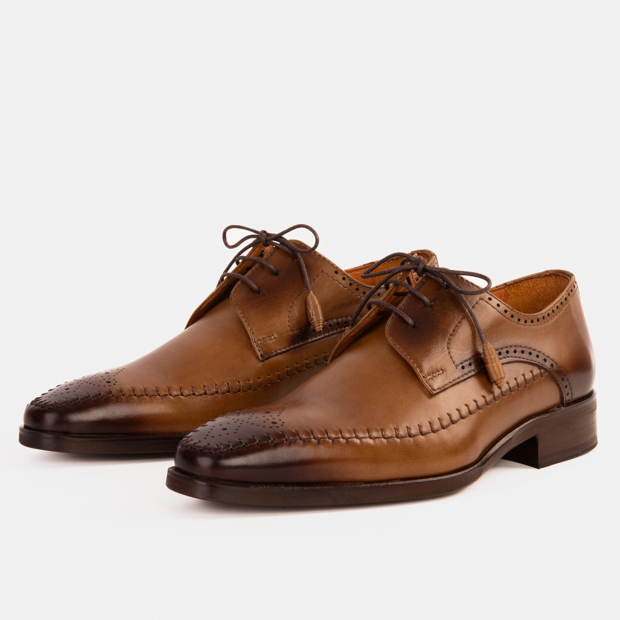 The Moon Tan Leather Derby Men Shoe Male Dress Shoes