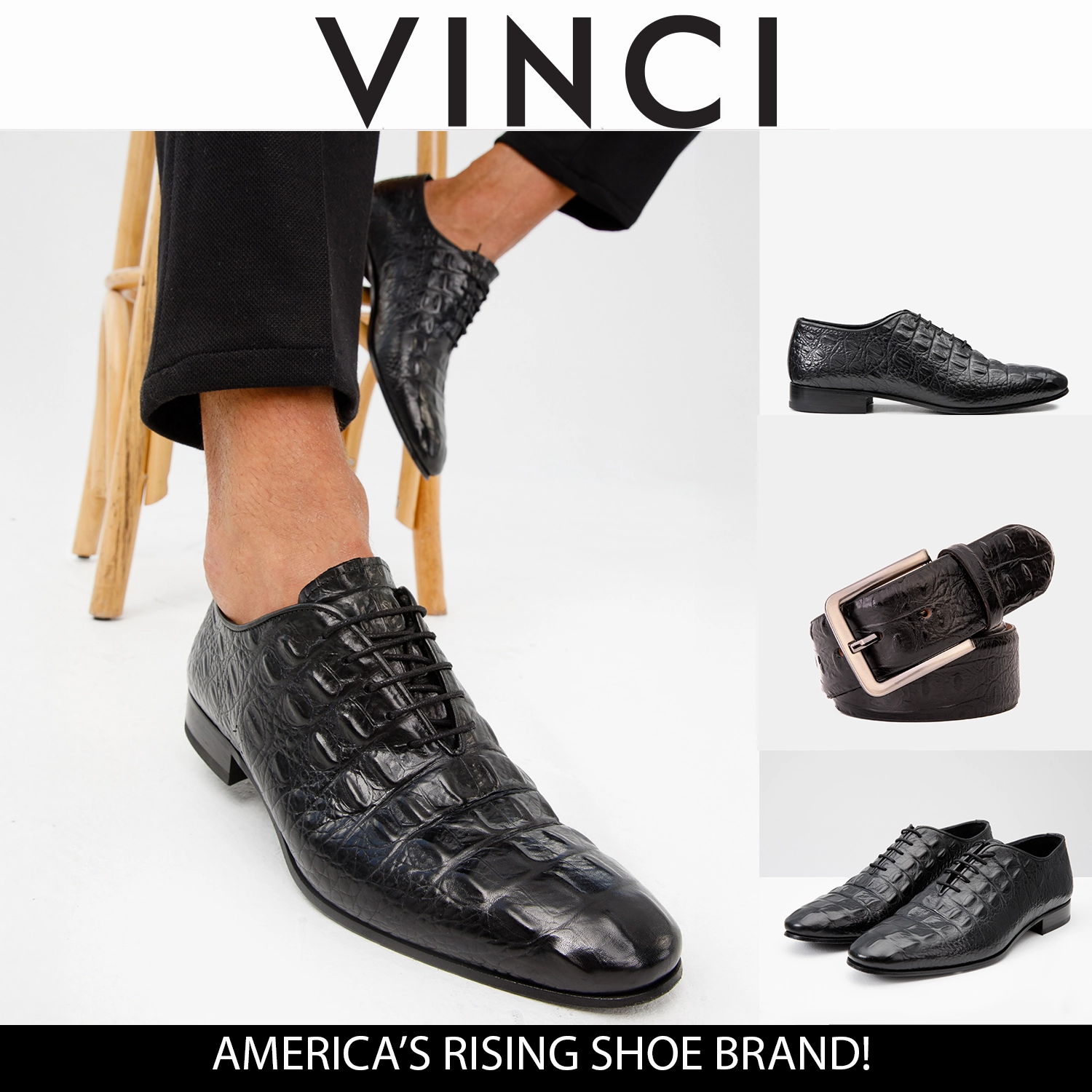 The Randor Black Crocodile Leather Oxford Men Shoe Comfortable Slip On Dress Shoes