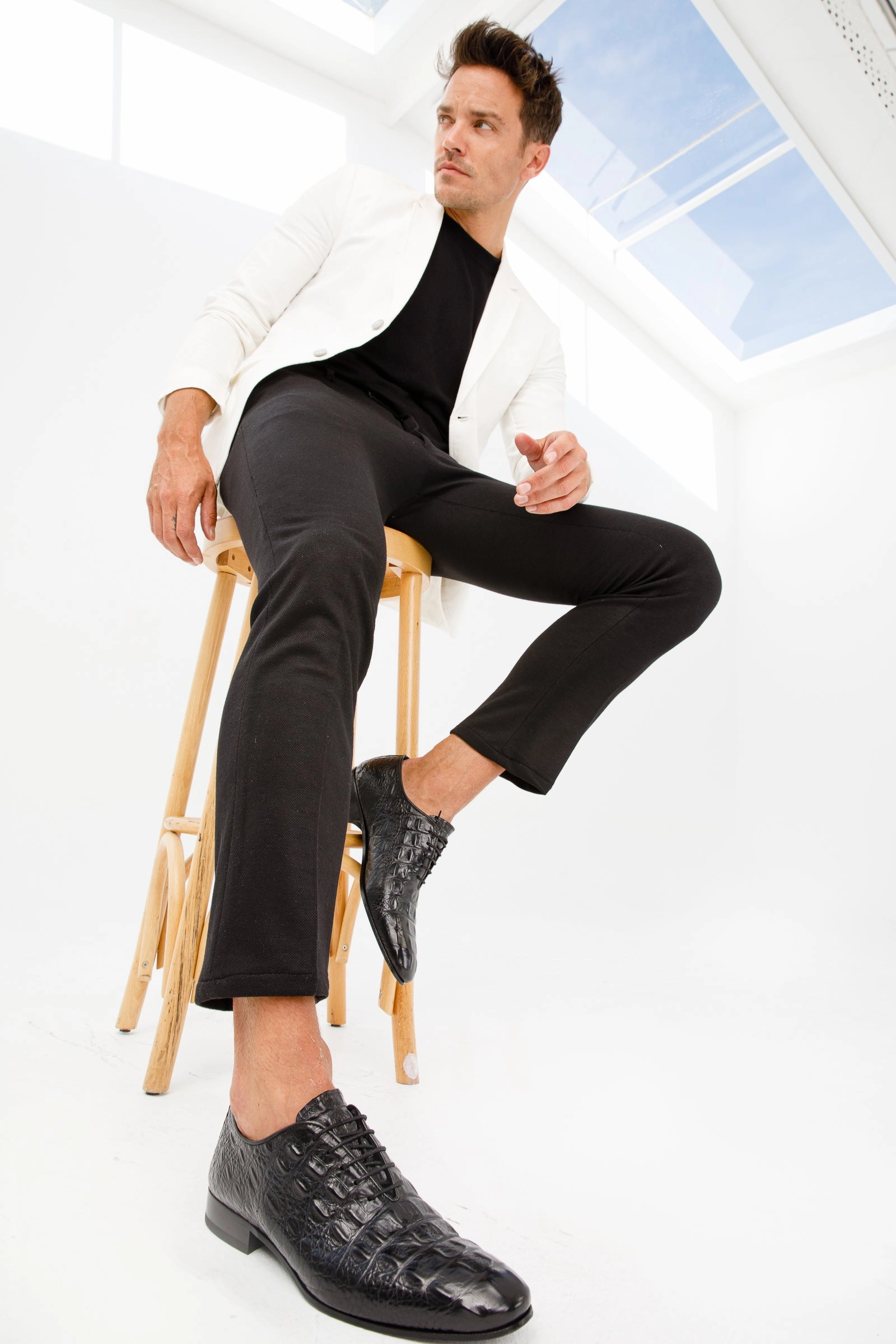 The Randor Black Crocodile Leather Oxford Men Shoe Skater Dress And Shoes