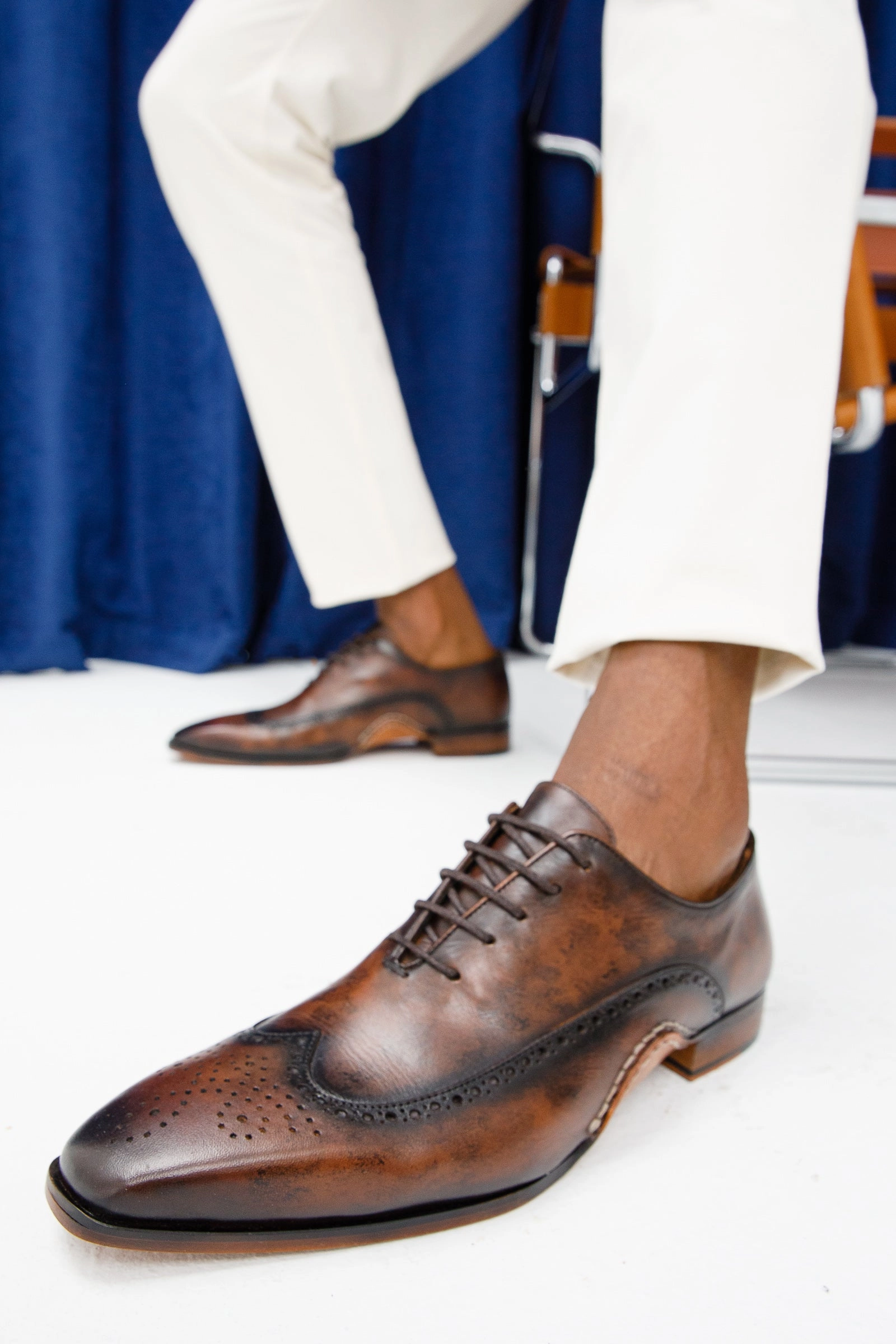 The Royal Hand Craft Brown Wingtip Oxford Men Shoe Disney Princess Dress Up Shoes