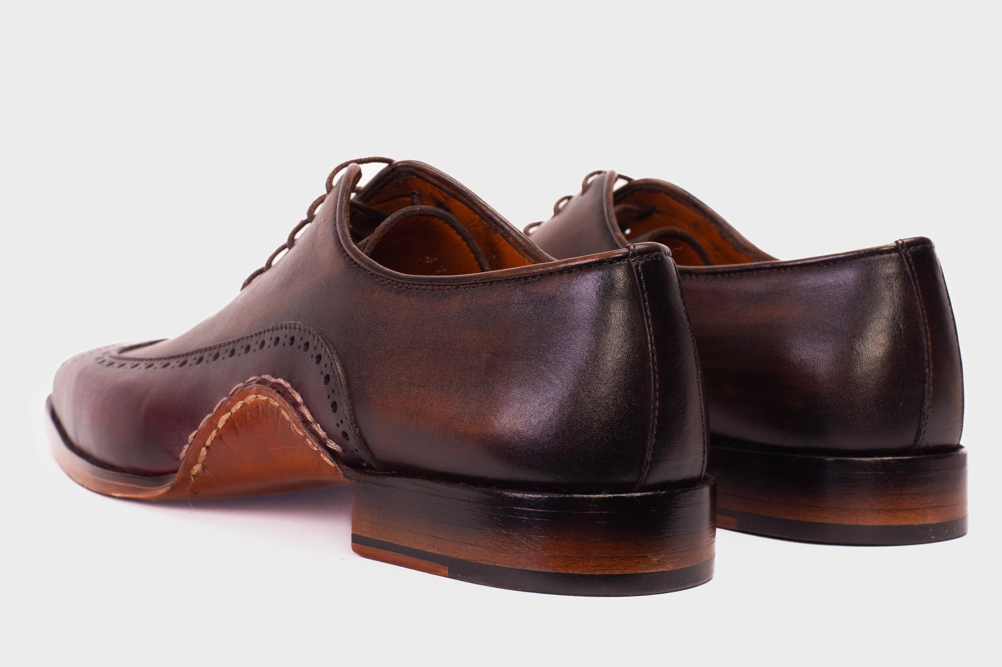 The Royal Hand Craft Burgundy Wingtip Oxford Men Shoe Socks With Brown Dress Shoes