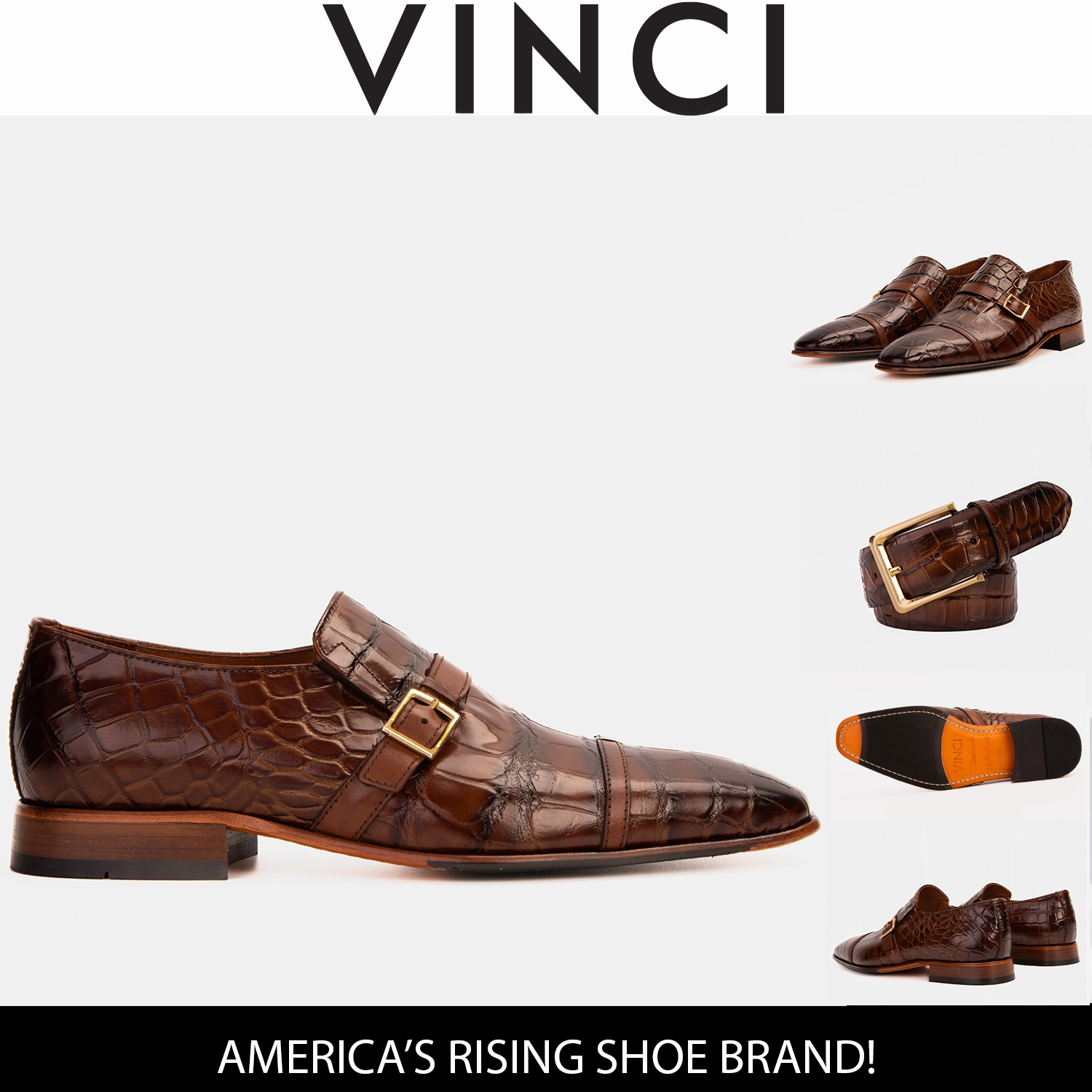 White Patent Leather Dress Shoes The Strat Single Monk Strap Cap Toe Brown Leather Handmade Men Shoe