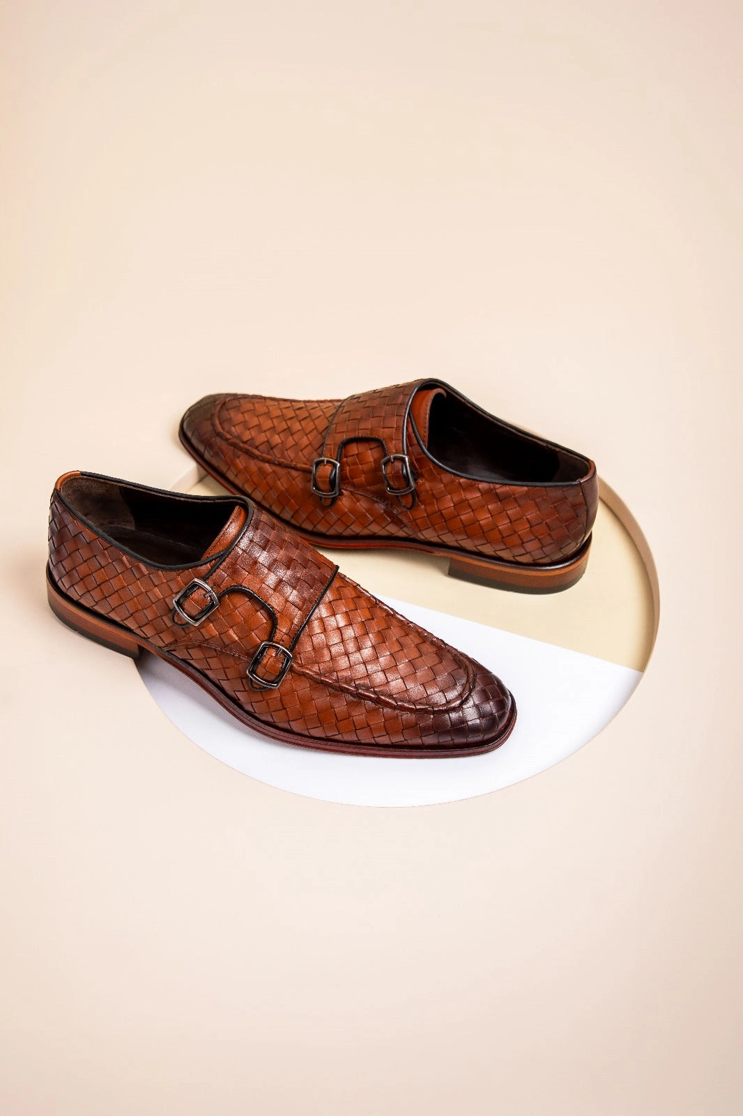 Dresser Shoe Storage The Turan Brown Woven Double Monk Strap Dress Men Shoe