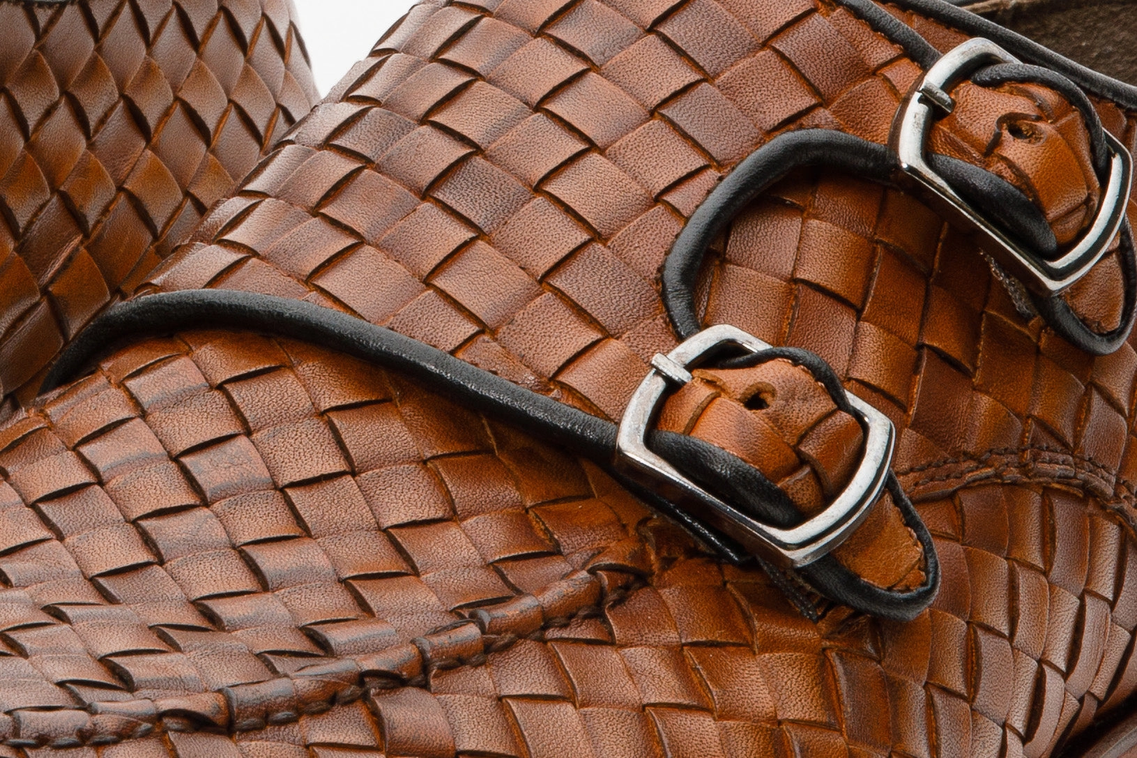 The Turan Brown Woven Double Monk Strap Dress Men Shoe Clark Dress Shoes