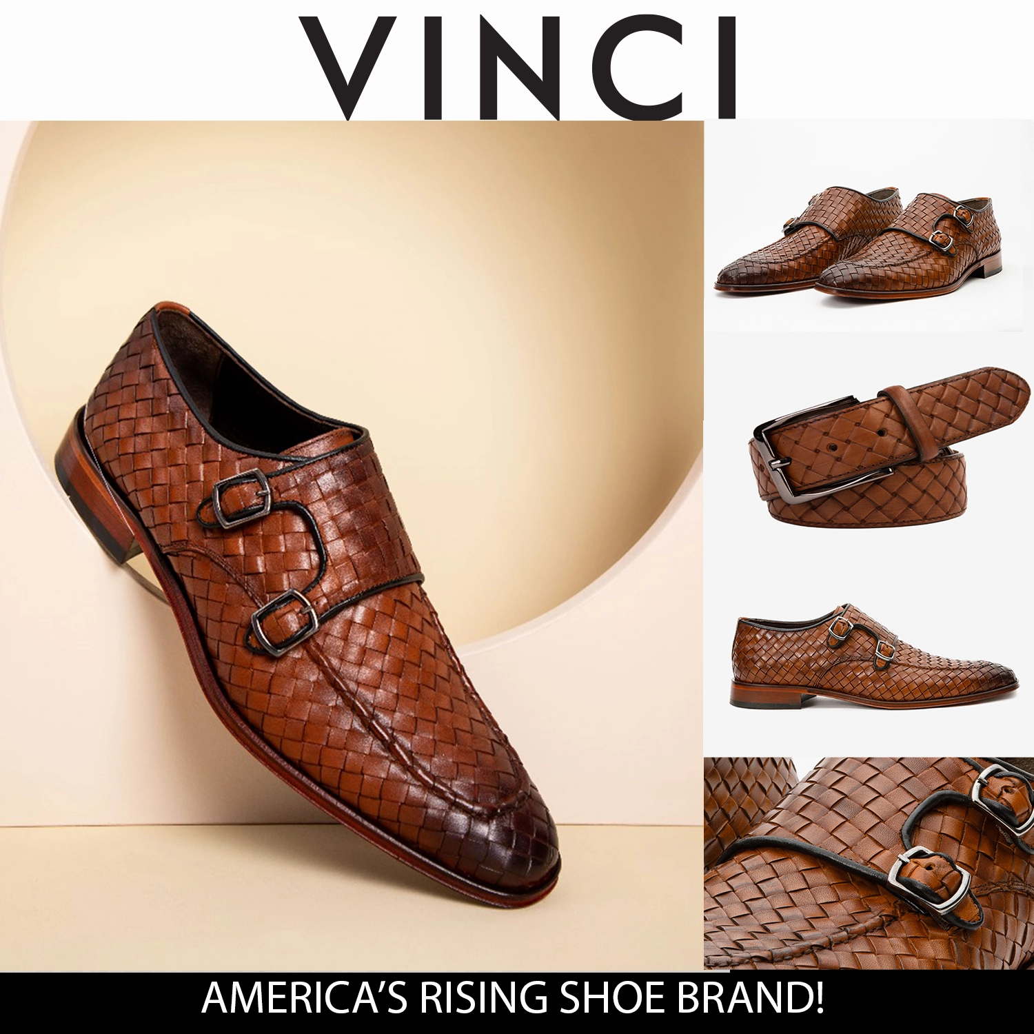 Dresses Shoes The Turan Brown Woven Double Monk Strap Dress Men Shoe