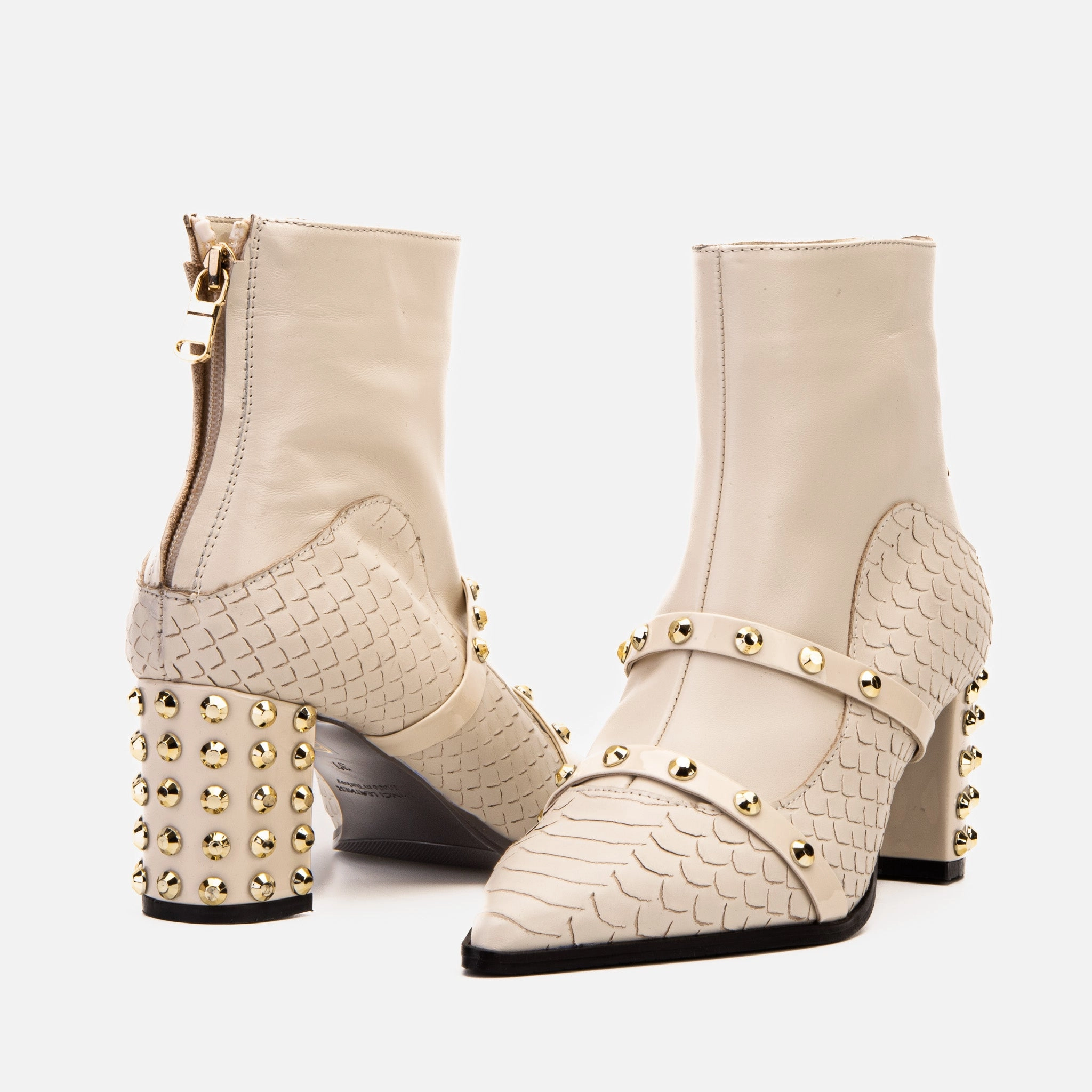 The Valentina Leather Block Heel Women Boot Denim Boots