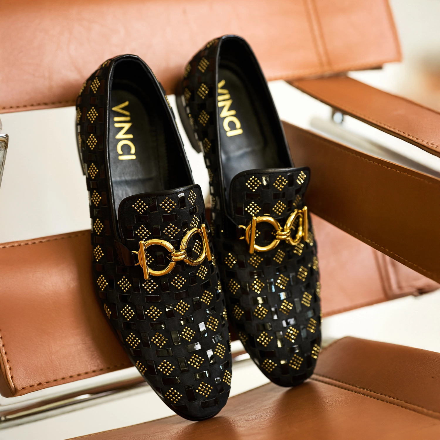 The Vicino Men Shoe Black Bit Dress Loafer Gunmetal Dress Shoes