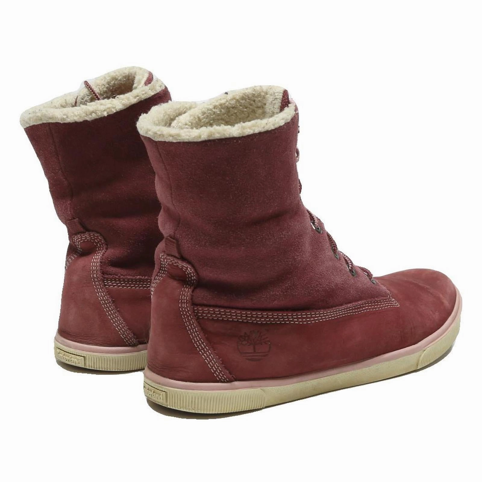 TIMBERLAND Mens Lace-Up Boots Red Leather UK 6.5 Warm Lined Casual Boots Bates Tactical