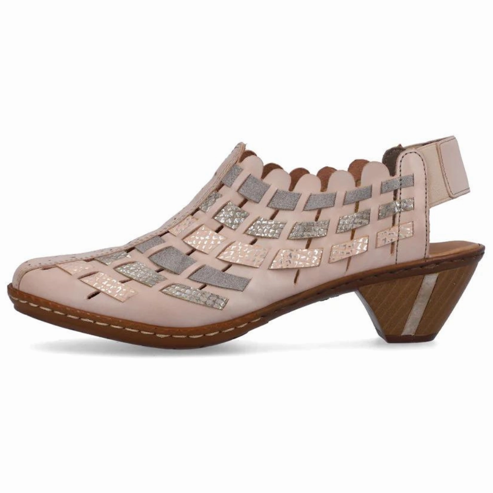 Rieker Sina 78 Clay/Lightrose Leather Heel (Women's) Dress Shoes That Are Good For Your Feet