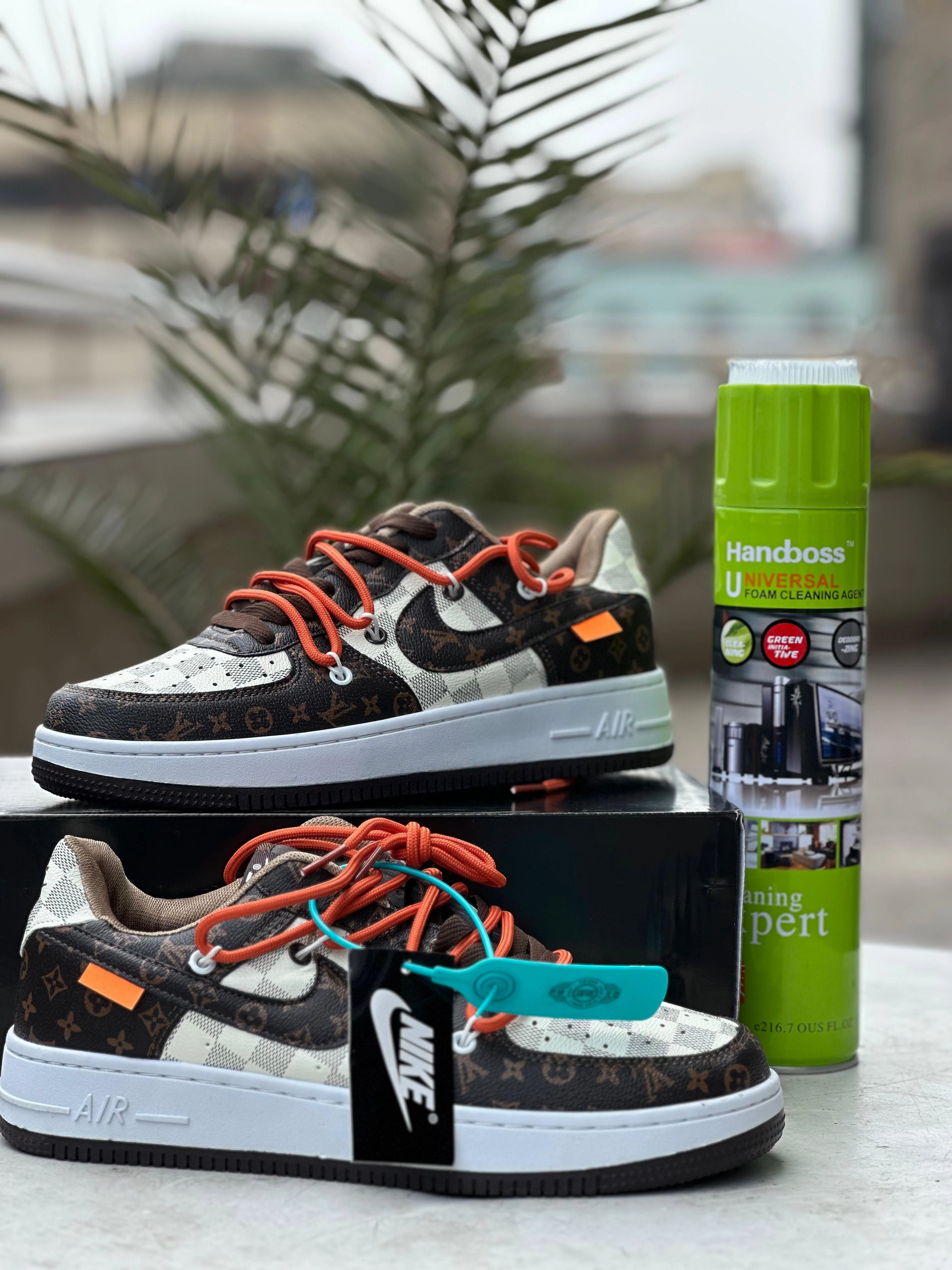 Ugg Sneakers Nike x Louis Vuitton Airforce Double Lace-(Brown/Checkerboard)