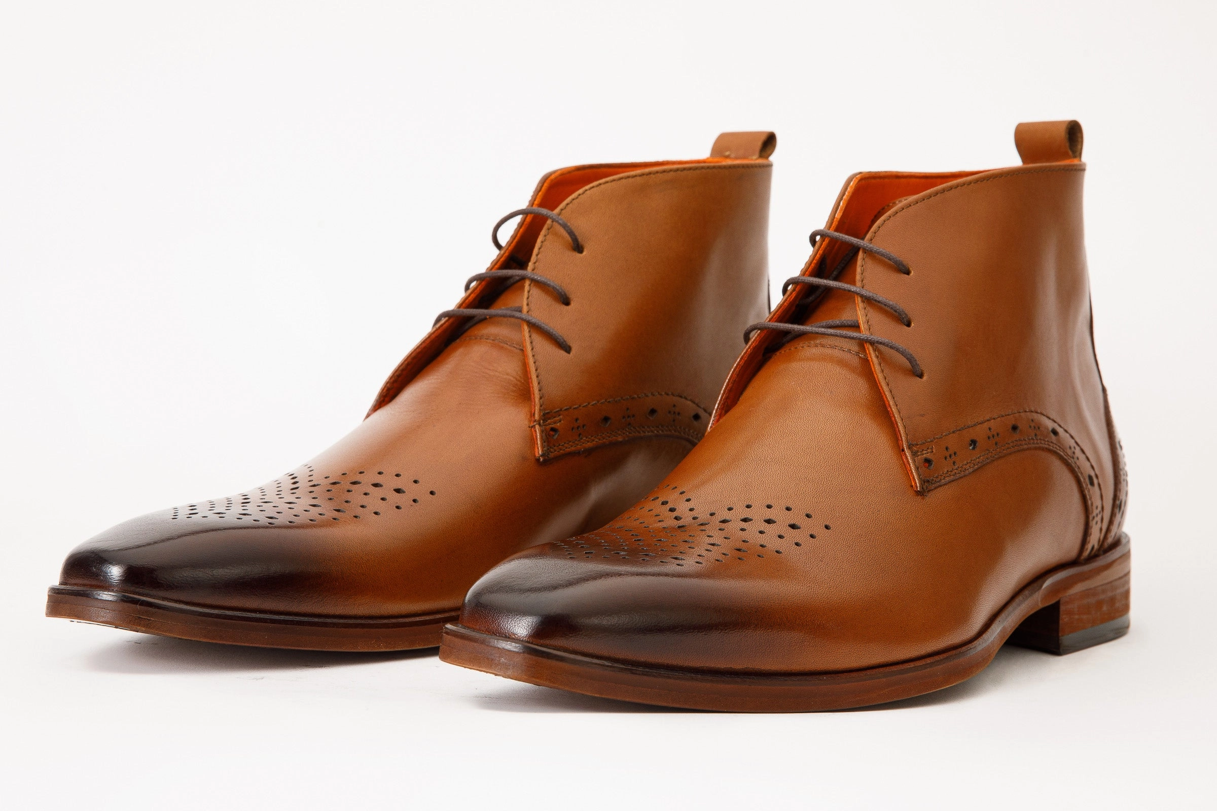 Most Comfortable Work Boots For Walking All Day The Dessalines Tan Leather Chukka Brogue Dress Men Boot Final Sale!
