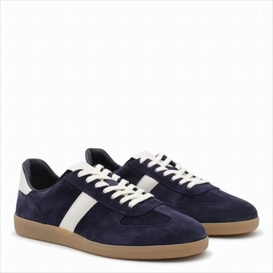 Sparkly Shoes Sneakers Navy Suede Sneakers With White Leather Accents