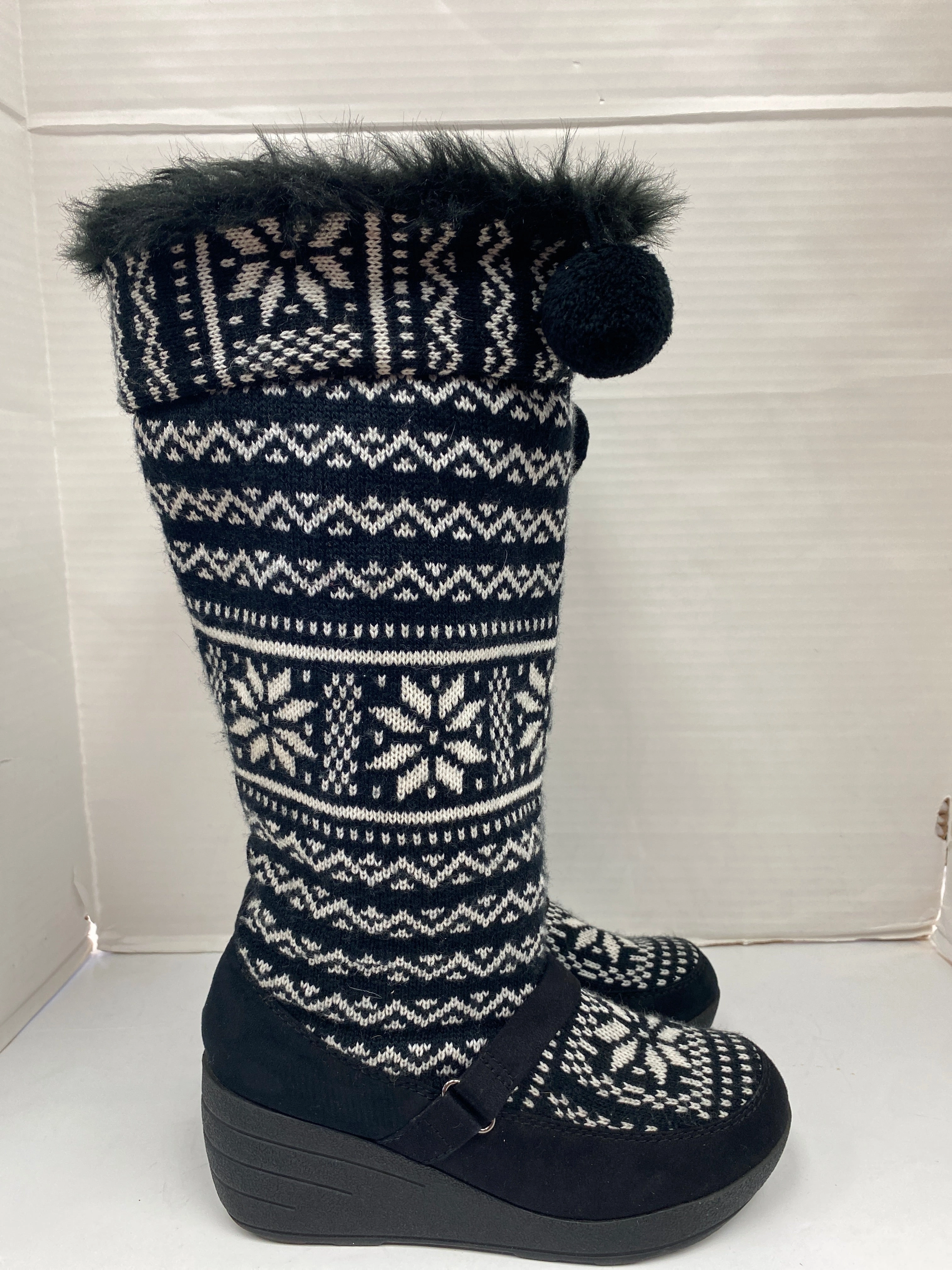 Alex Marie Boots Boots Knee Heels By Clothes Mentor In Black & White, Size: 9