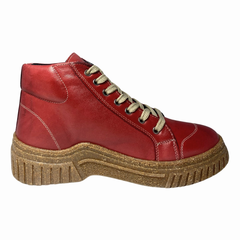 Eric Nurnberg Jace Airlaf Red Leather Boot (Women's) Heel Ankle Boots