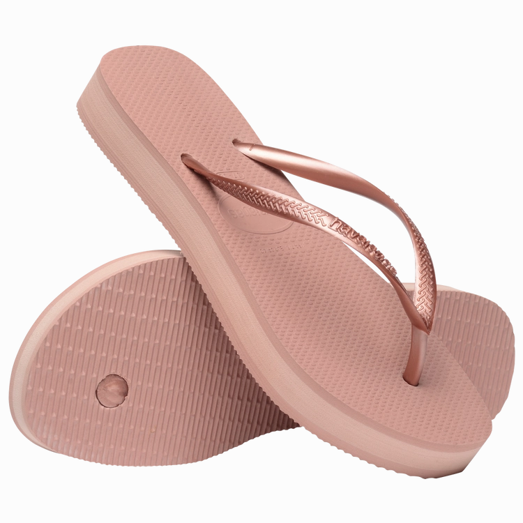 Slippers With Pom HAVAIANAS SLIM FLATFORM - CROCUS ROSE
