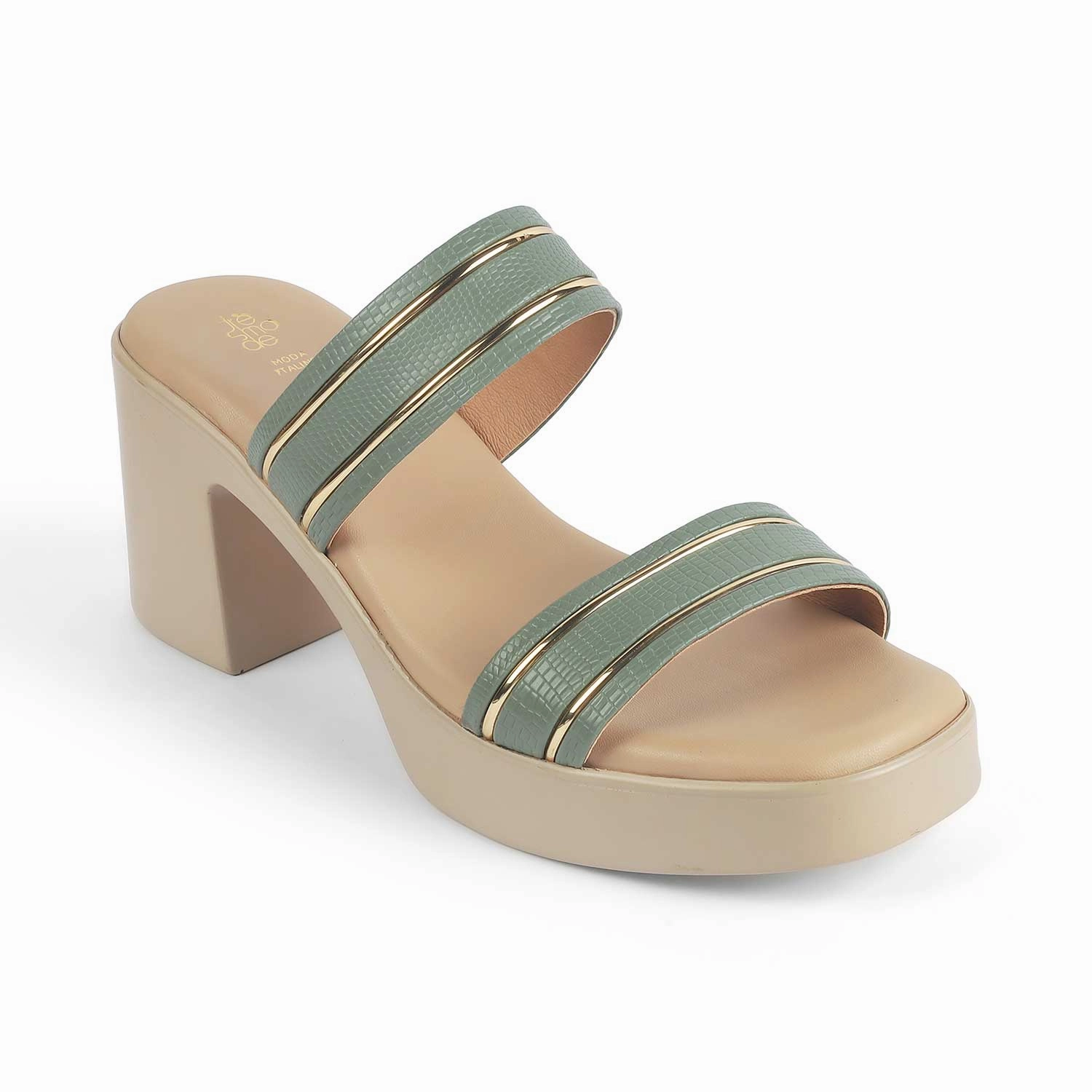 Quilted Sandals Tresmode Mauro Green Women's Dress Block Heel Sandals