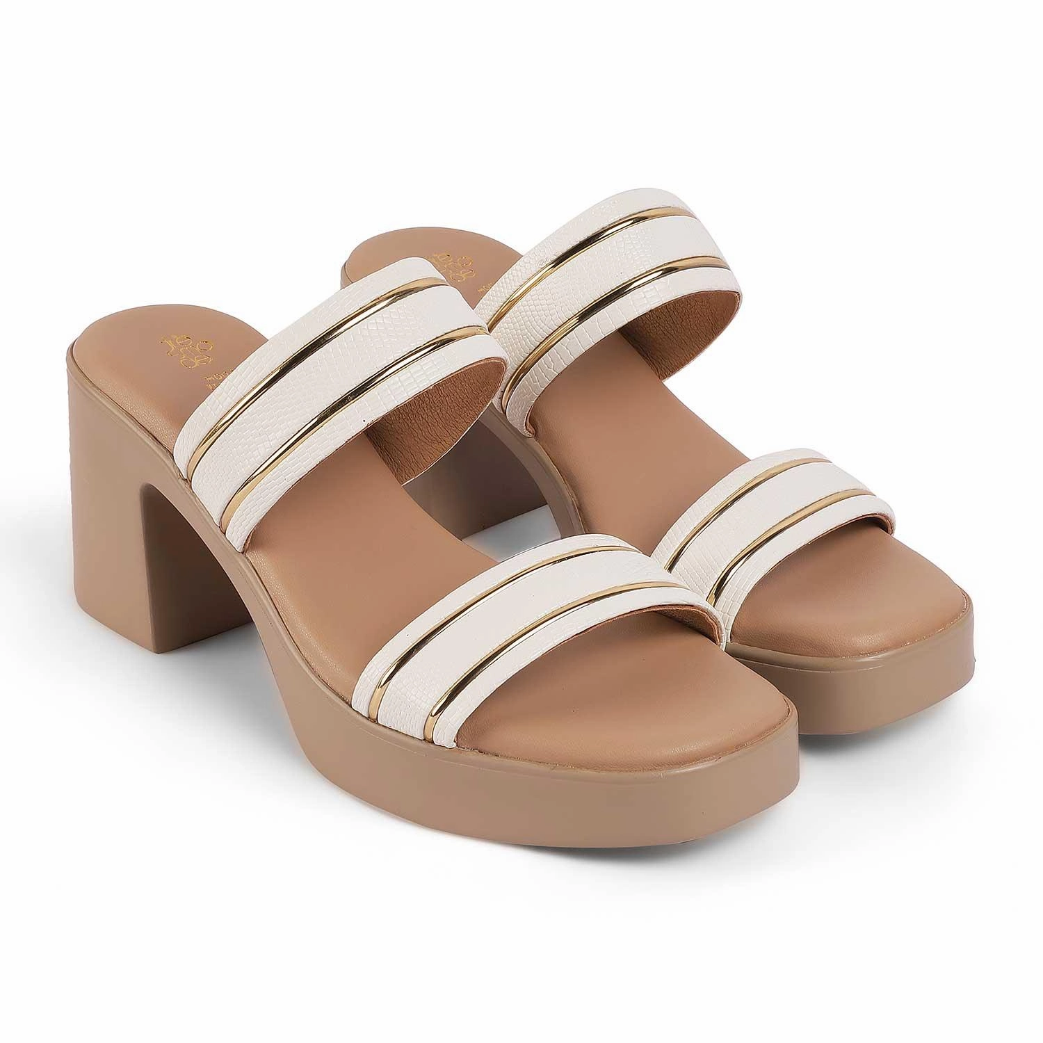 Tresmode Mauro White Women's Dress Block Heel Sandals Jelly Sandals 80s