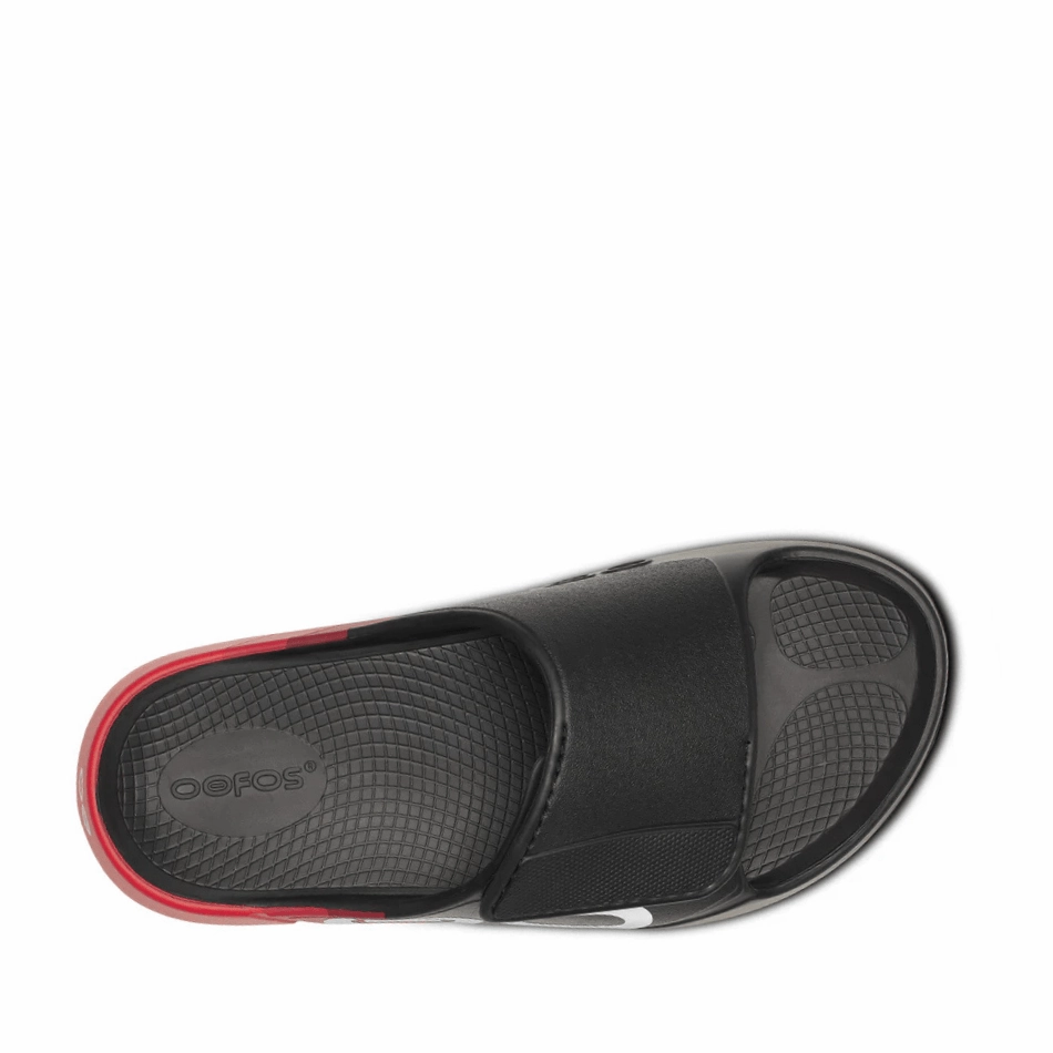 Extra Wide Sandals For Swollen Feet OOFOS Men's OOahh Sport Flex in Fire Rally SS25