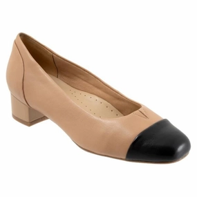 Comfortable Platform Dress Shoes Trotters Daisy Beige/Black Leather Pump (Women's)