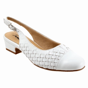 Trotters Dea Woven White Leather Pump (Women's) Aston Grey Collection Dress Shoes