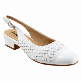 Trotters Dea Woven White Leather Pump (Women's) Dress Shoes Extra Wide Width