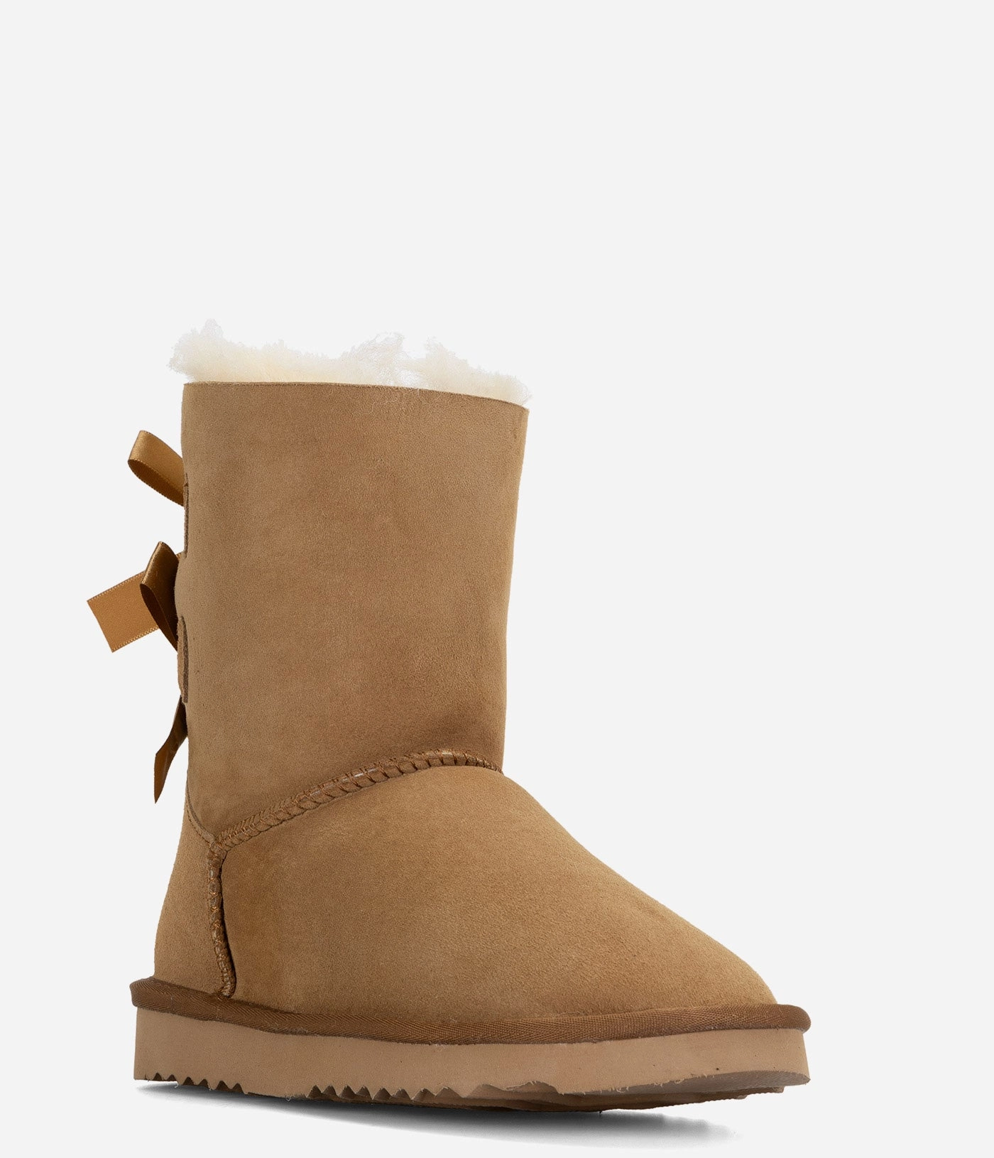 Burleigh Twinface Sheepskin Short Double Bow Boot - Women Boots With Sheepskin