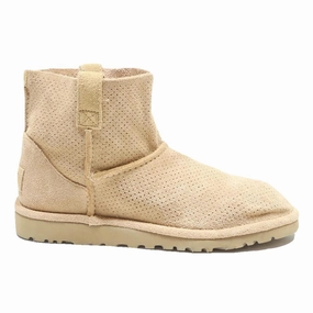 Lightweight Waterproof Walking Boots UGG Classic Mini Perforated Womens Ankle Boots Beige Synthetic UK 4.5