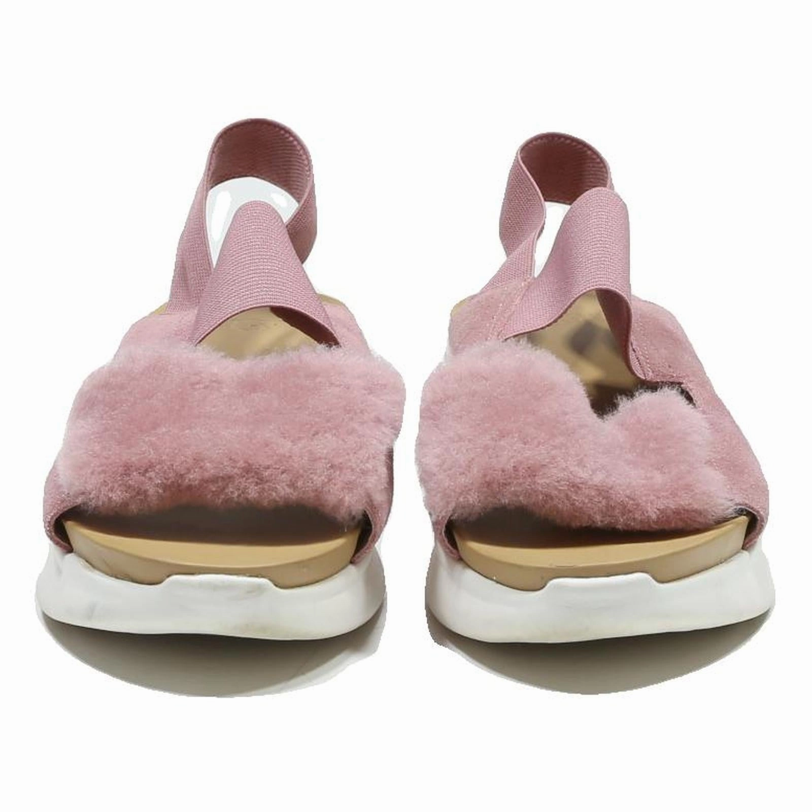 Toms Shoes Sandals UGG Fluffita Womens Pink Suede Synthetic Sandals UK 7 Elasticated Back Strap
