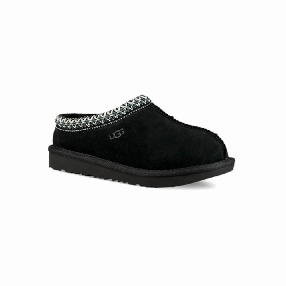 Ugg Tasman II 1019066K-BLK Slippers Kids Black Suede Round Toe Slip-On GUG68 Dusty Slippers