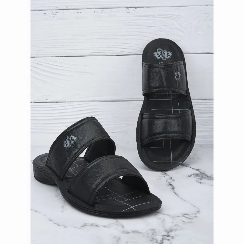 Waffle House Slides A-HA By Liberty GHD-50 Casual Black Slipper For Men