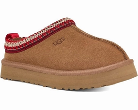 Ugg Tazz 1143776K-CHE Slippers Kids Chestnut Brown Suede Round Toe Slip-On GUG60 Slip